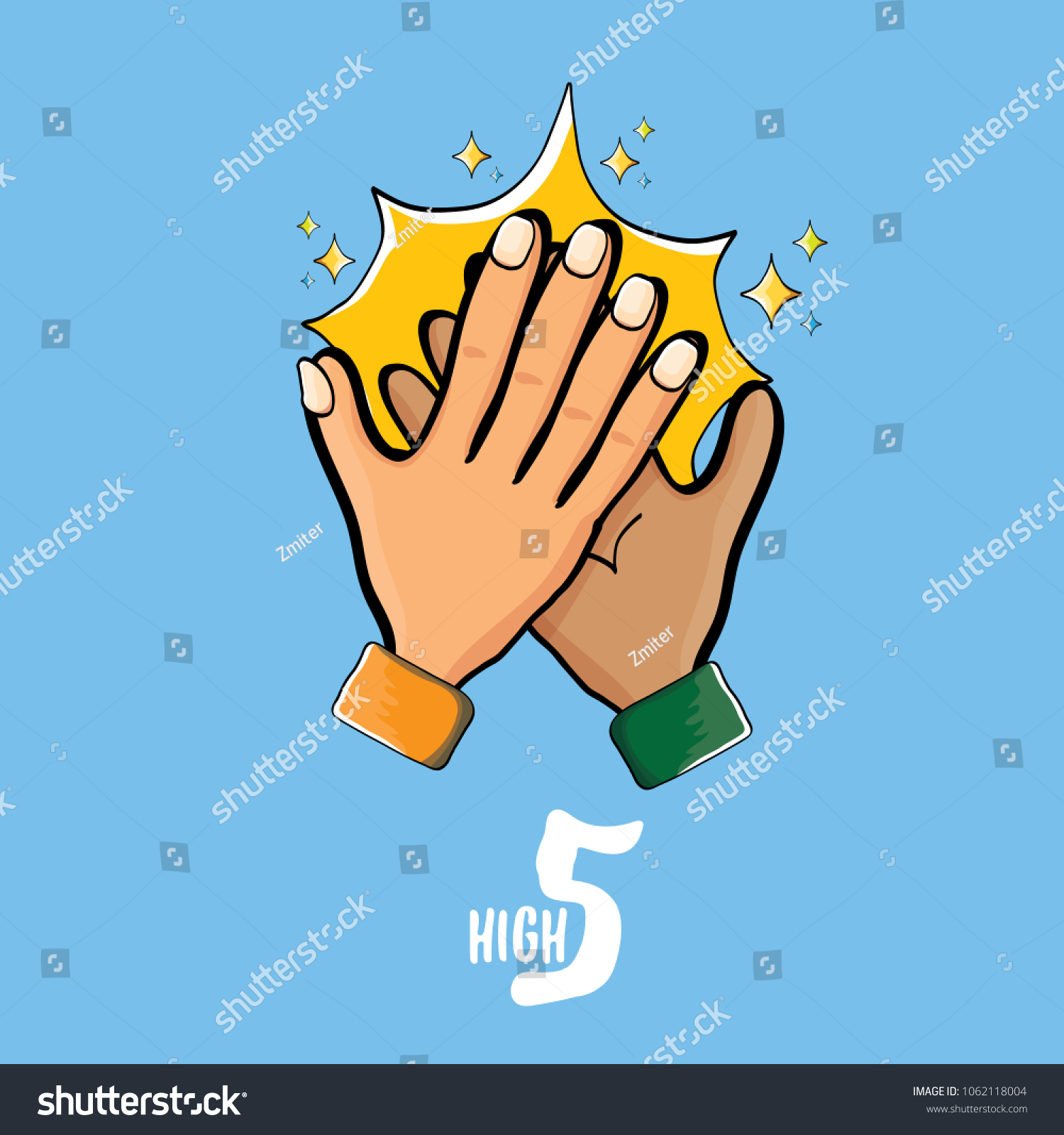 High Five Vector Illustration Succes Teamwork Stock Vector (Royalty ...