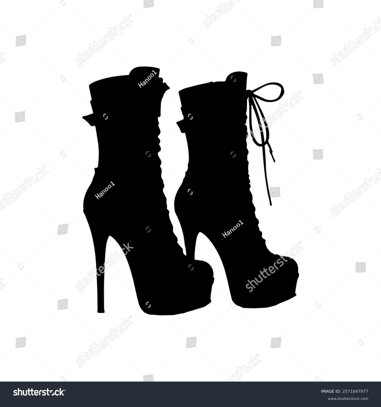 black high heel boots silhouette clip art preview