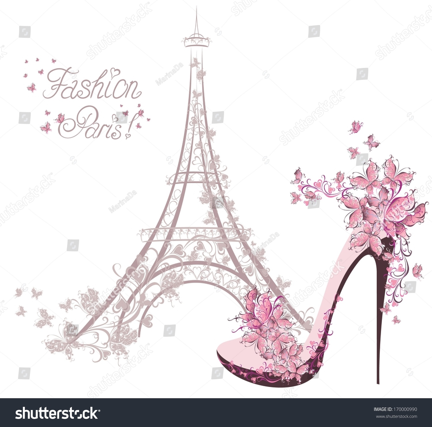 Highheeled Shoes On Background Eiffel Tower Stock Vector 170000990 ...