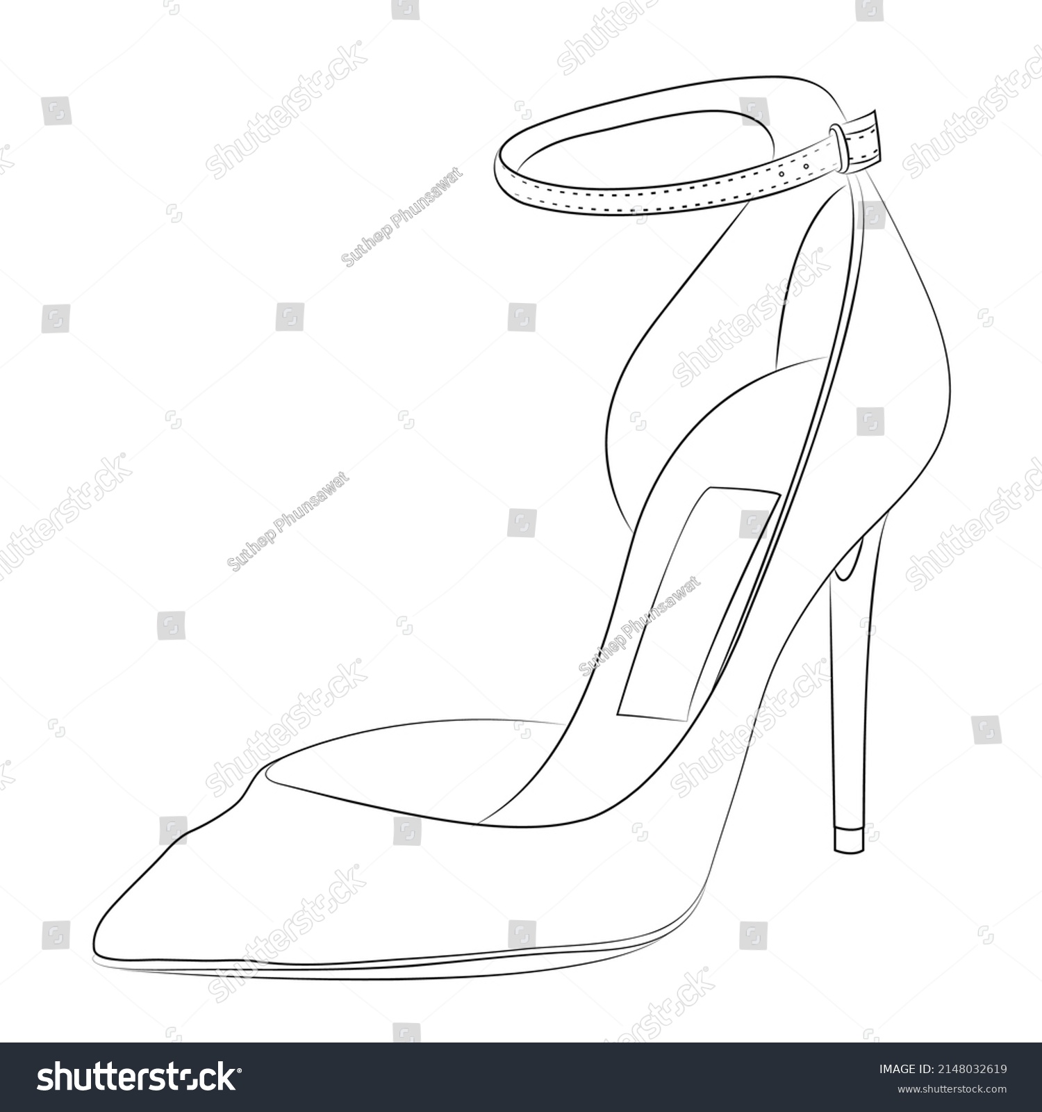 High Heels Shoes Outline Stype Vector Stock Vector Royalty Free 2148032619 Shutterstock