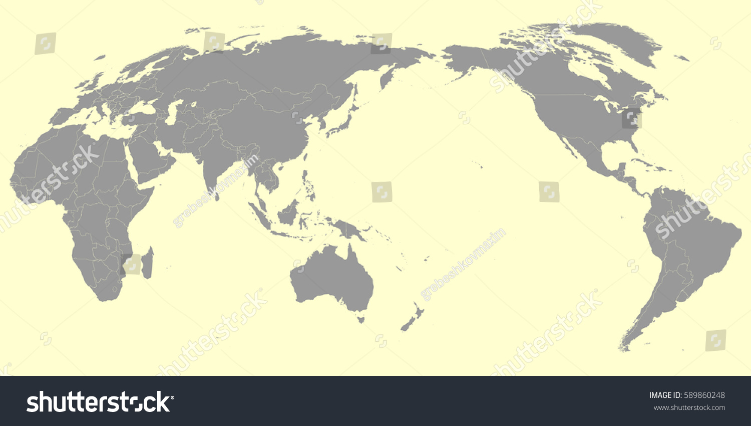High Quality Asia Centric World Map Stock Vector Royalty Free