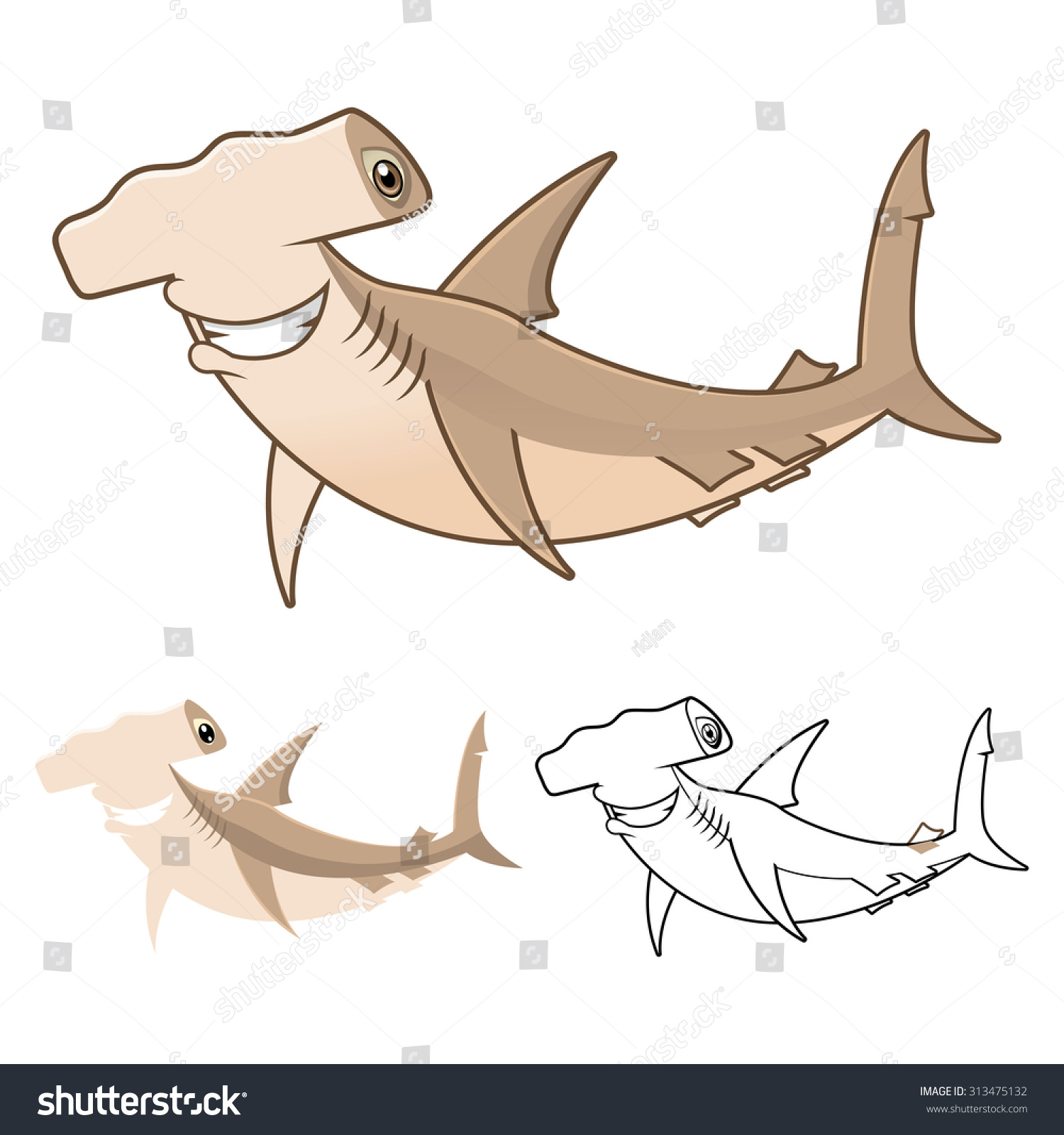 High Quality Hammerhead Shark Cartoon Character Stock Vector (Royalty ...