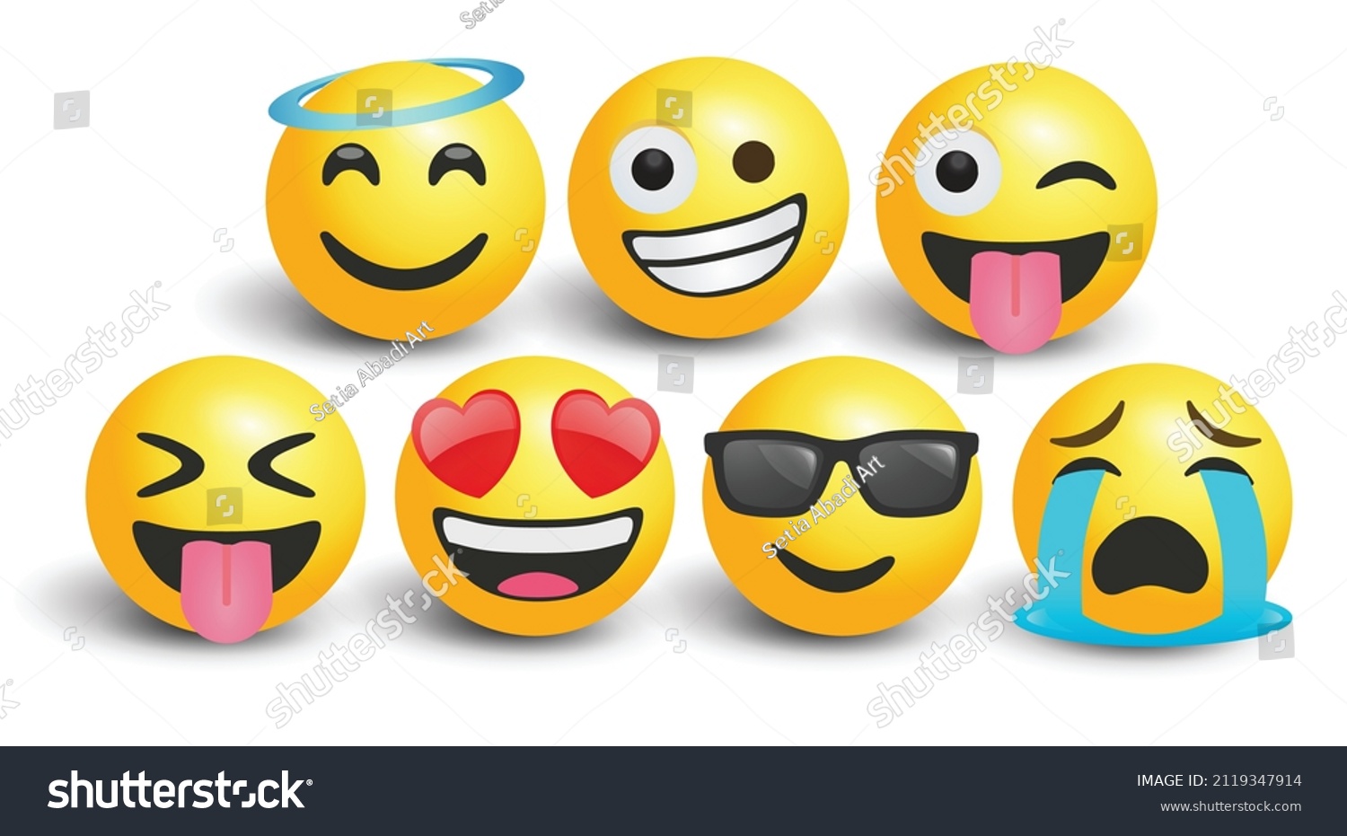 SVG of high quality icon 3d vector round yellow bubble emoticons social media eyeglasses Angel Instagram Facebook Laughing love eyes chat comment reactions template face tear laughter emoji character message svg