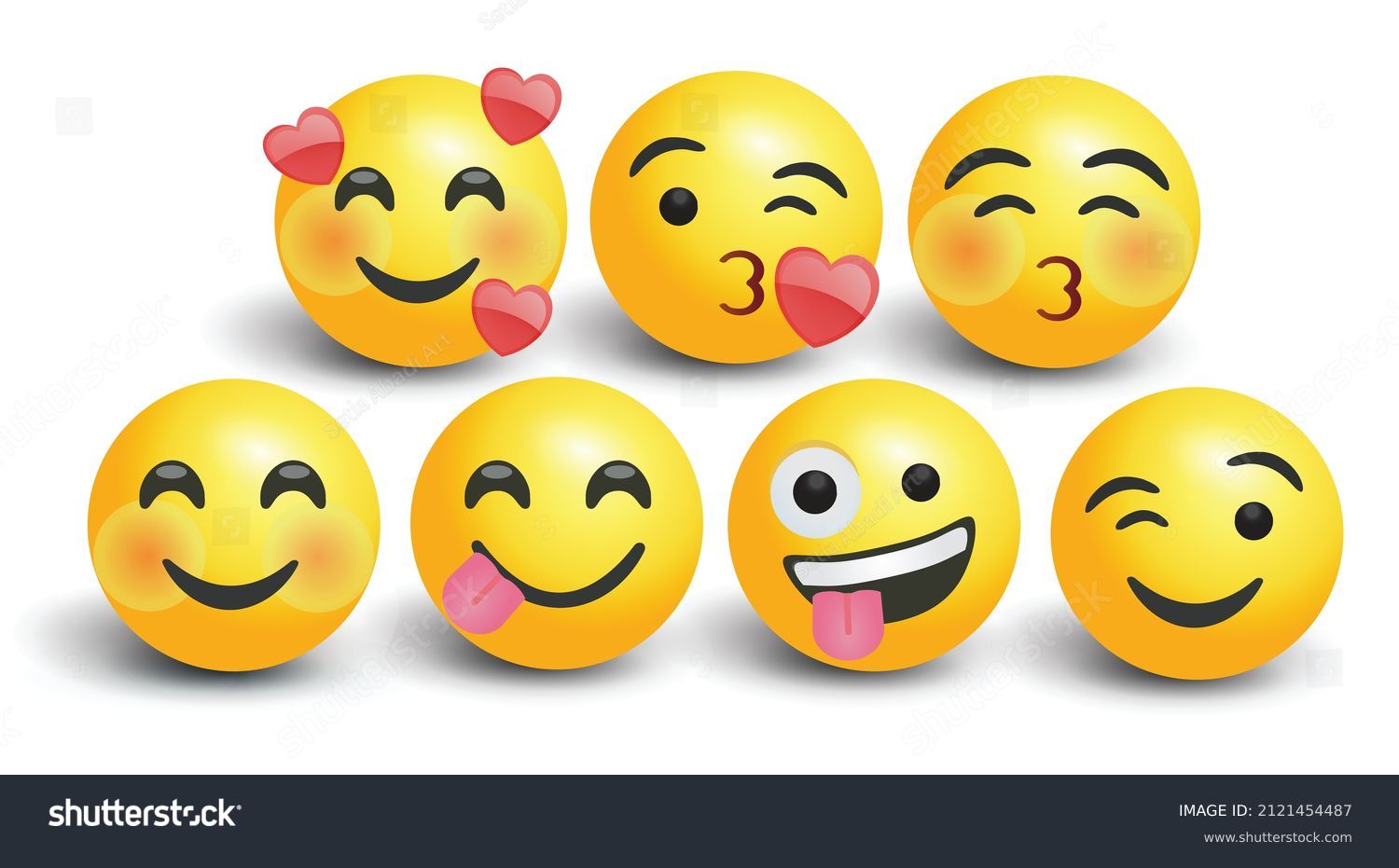 SVG of high quality icon 3d vector round yellow cartoon goofy emoticons kiss social media Whatsapp Valentine's Facebook smile chat comment reactions crazy template face love laughter emoji character message svg