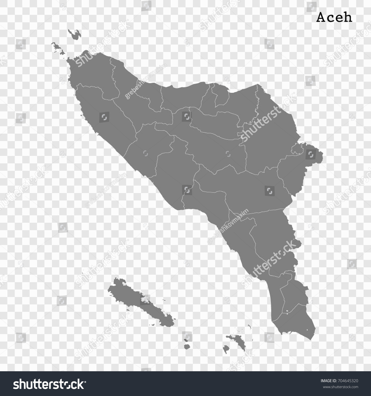 SVG of High Quality map of Aceh is a province of Indonesia, with borders of the regency svg