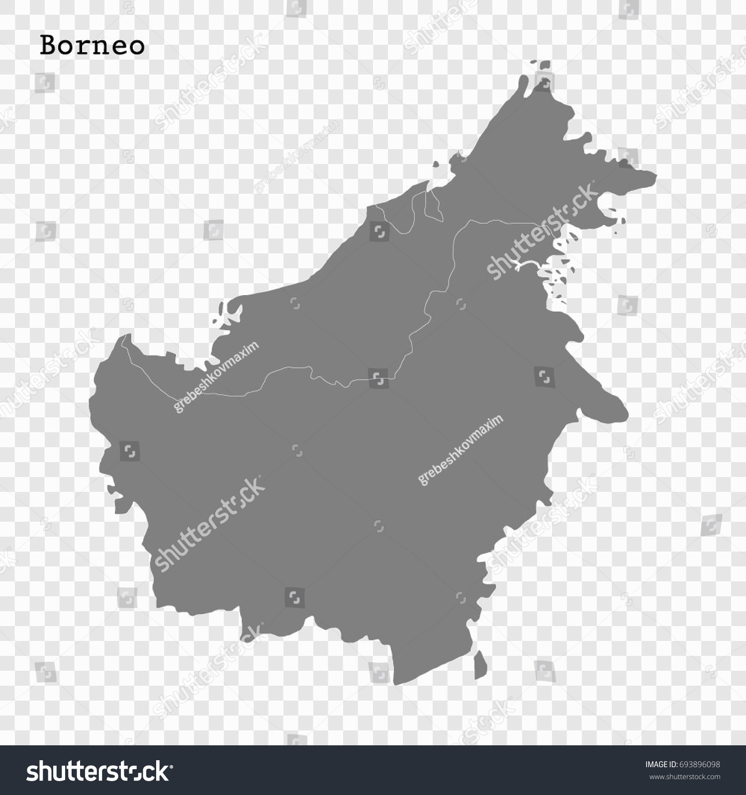 High Quality Map Borneo Island Indonesia Stock Vector Royalty Free   Stock Vector High Quality Map Of Borneo Is A Island Of Indonesia Malaysia And Brunei With Borders Of The 693896098 