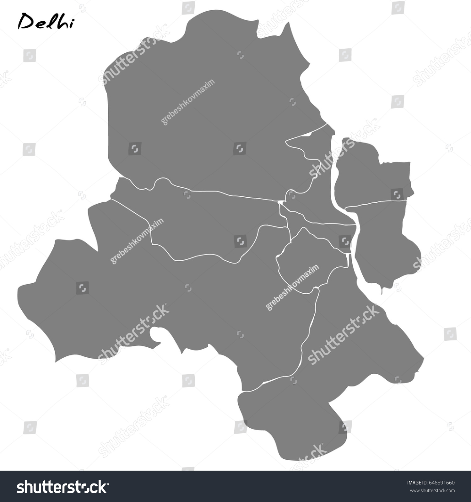 High Quality Map Delhi Borders Regions Stock Vector (Royalty Free ...