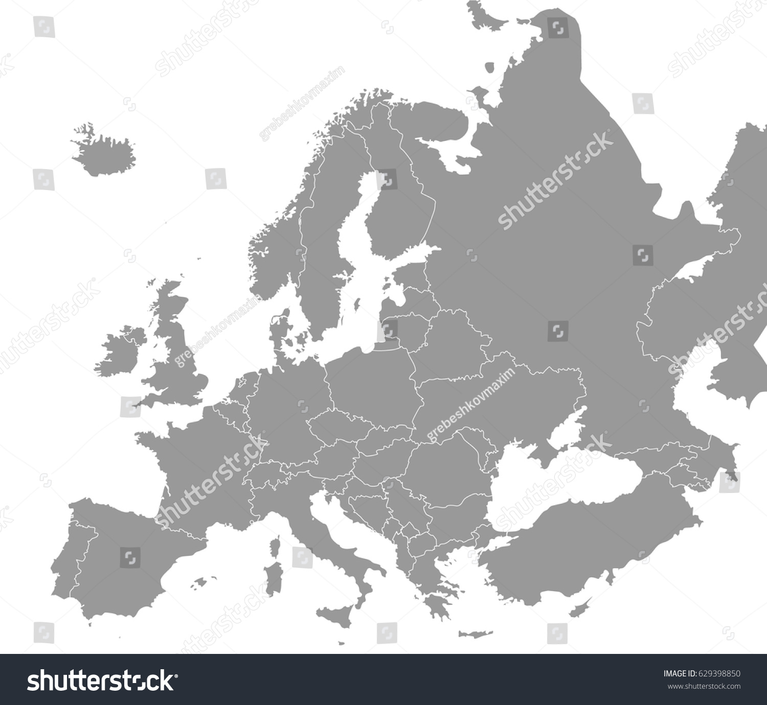 High Quality Map Europe Borders Regions Stock Vector Royalty Free