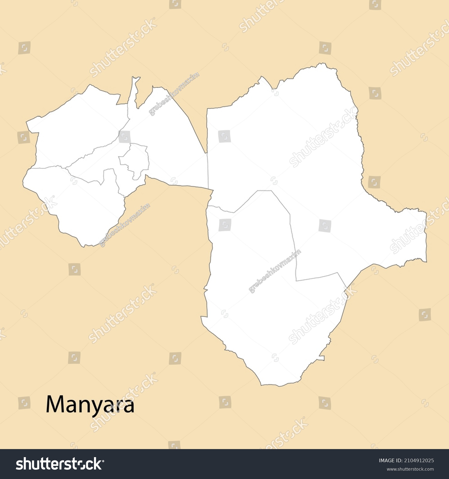 Stock Vector High Quality Map Of Manyara Is A Region Of Tanzania With Borders Of The Districts 2104912025 