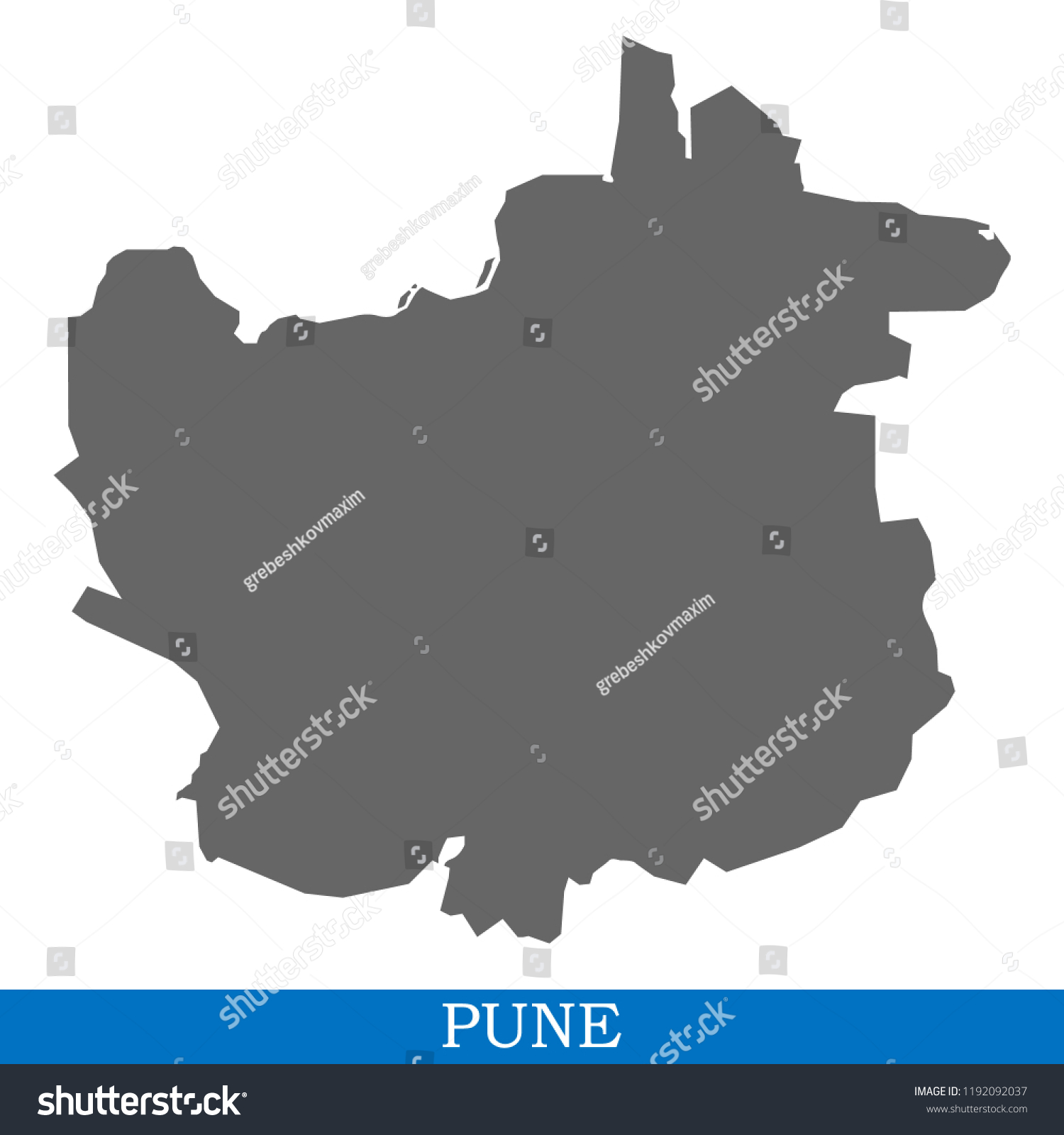 High Quality Map Pune City India Stock Vector (Royalty Free) 1192092037