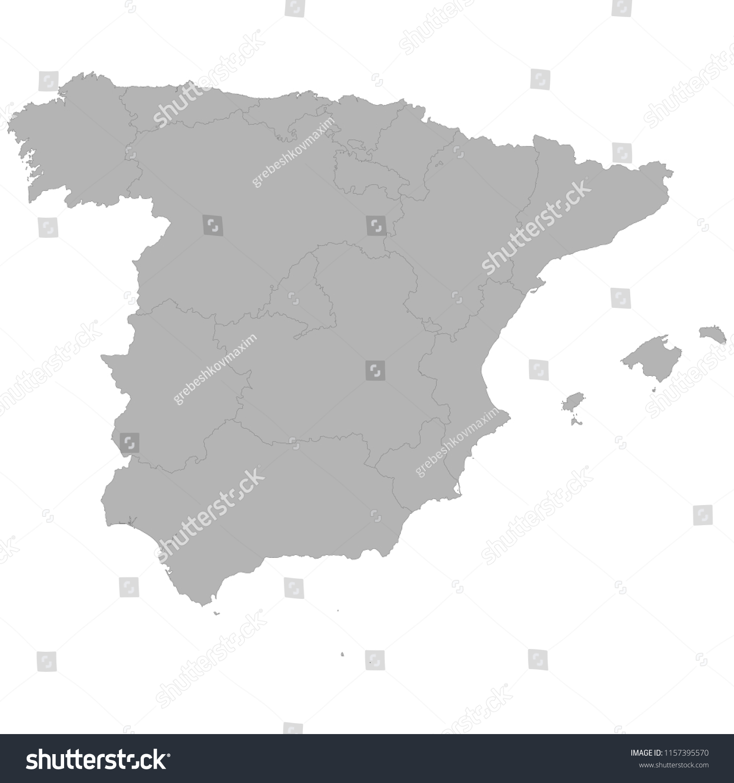 High Quality Map Spain Borders Regions Stock Vector (Royalty Free ...