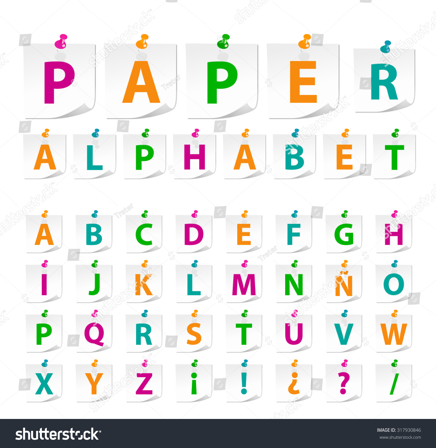 High Quality Note Paper Alphabet On Stock Vector Royalty Free