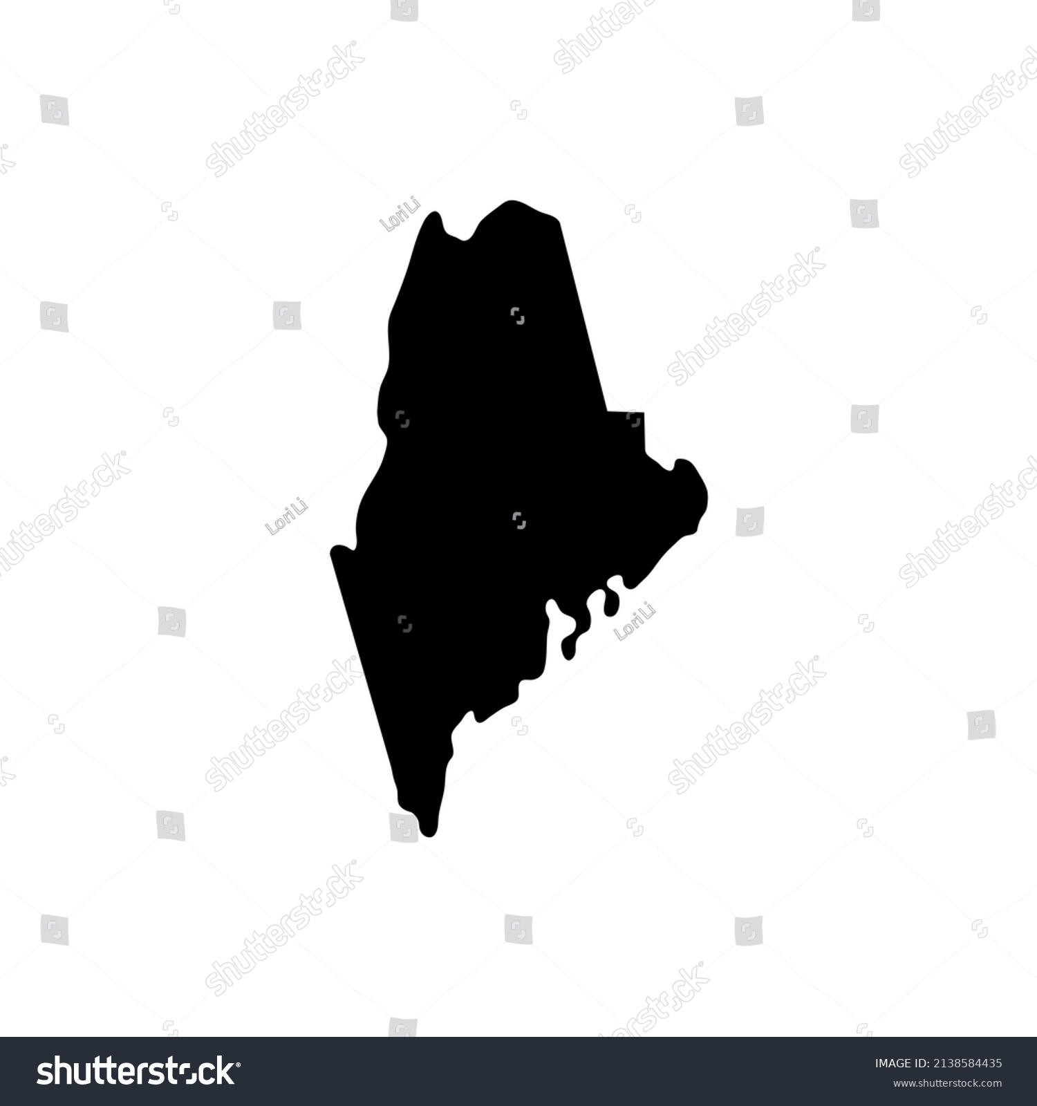 High Quality Outline Map Maine State Stock Vector Royalty Free   Stock Vector High Quality Outline Map Of Maine Is A State Of United States Vector Illustration 2138584435 