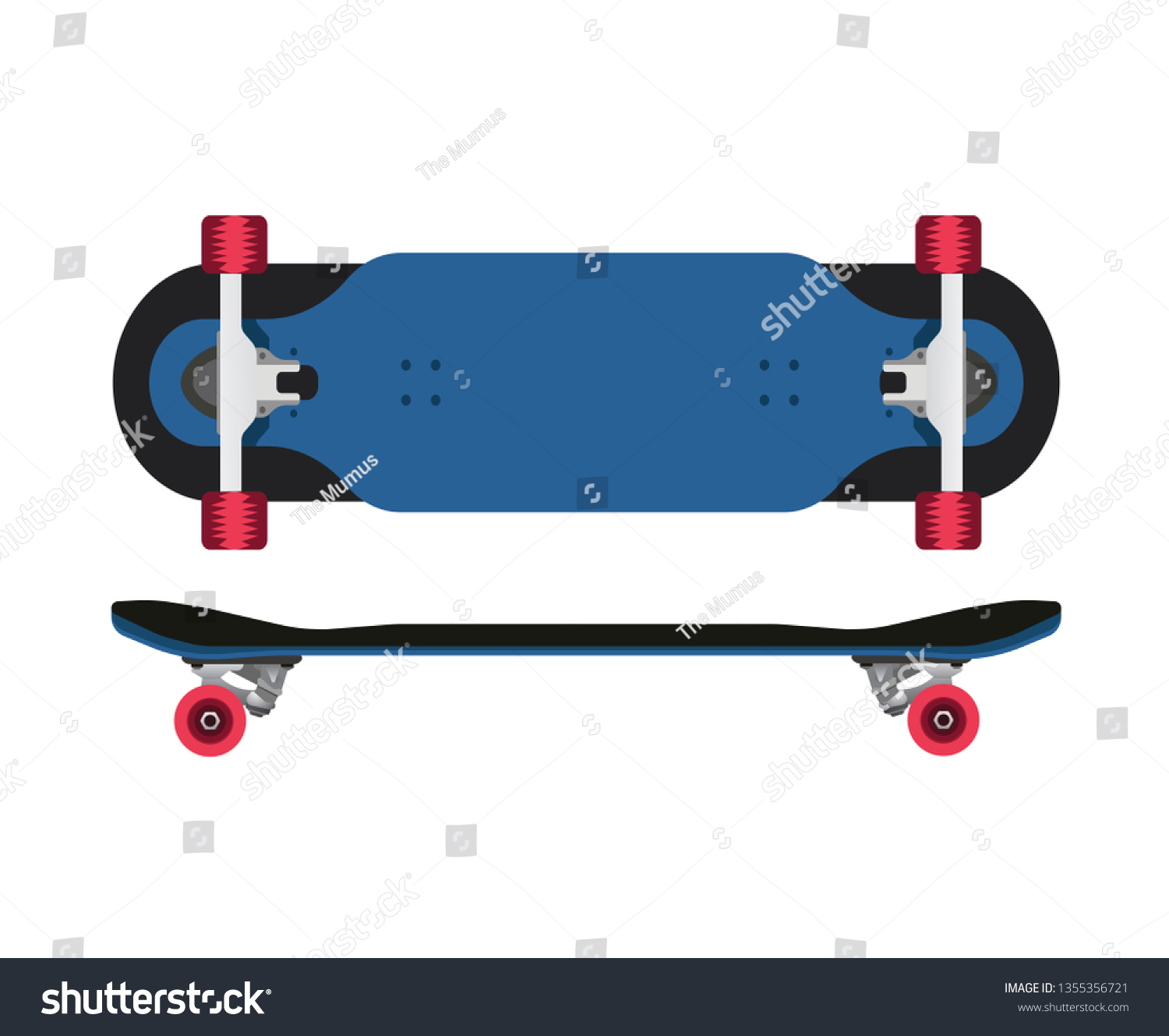 High Quality Skateboard Bottom Side View: vector de stock (libre de ...