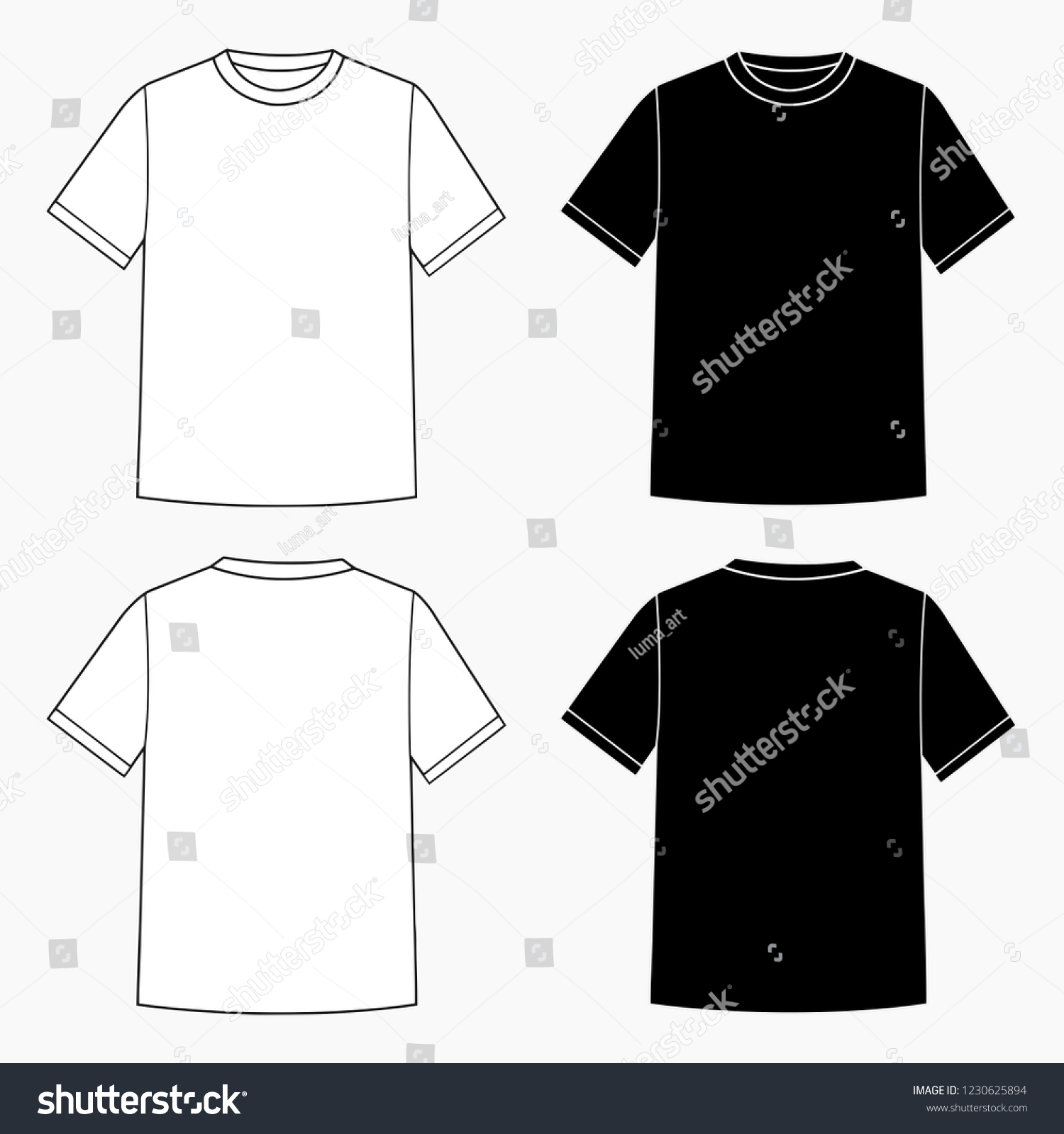 白と黒の背景に空の基本tシャツの高品質ベクター画像テンプレートイラスト のベクター画像素材 ロイヤリティフリー