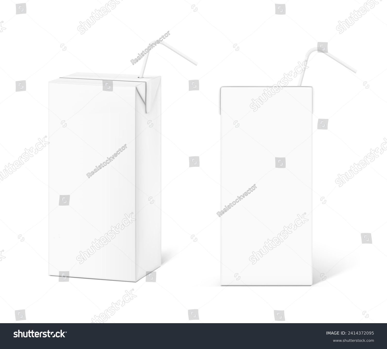 SVG of High realistic packaging box with straw mockup. Vector illustration isolated on white background, ready and simple to use for your design. EPS10. svg