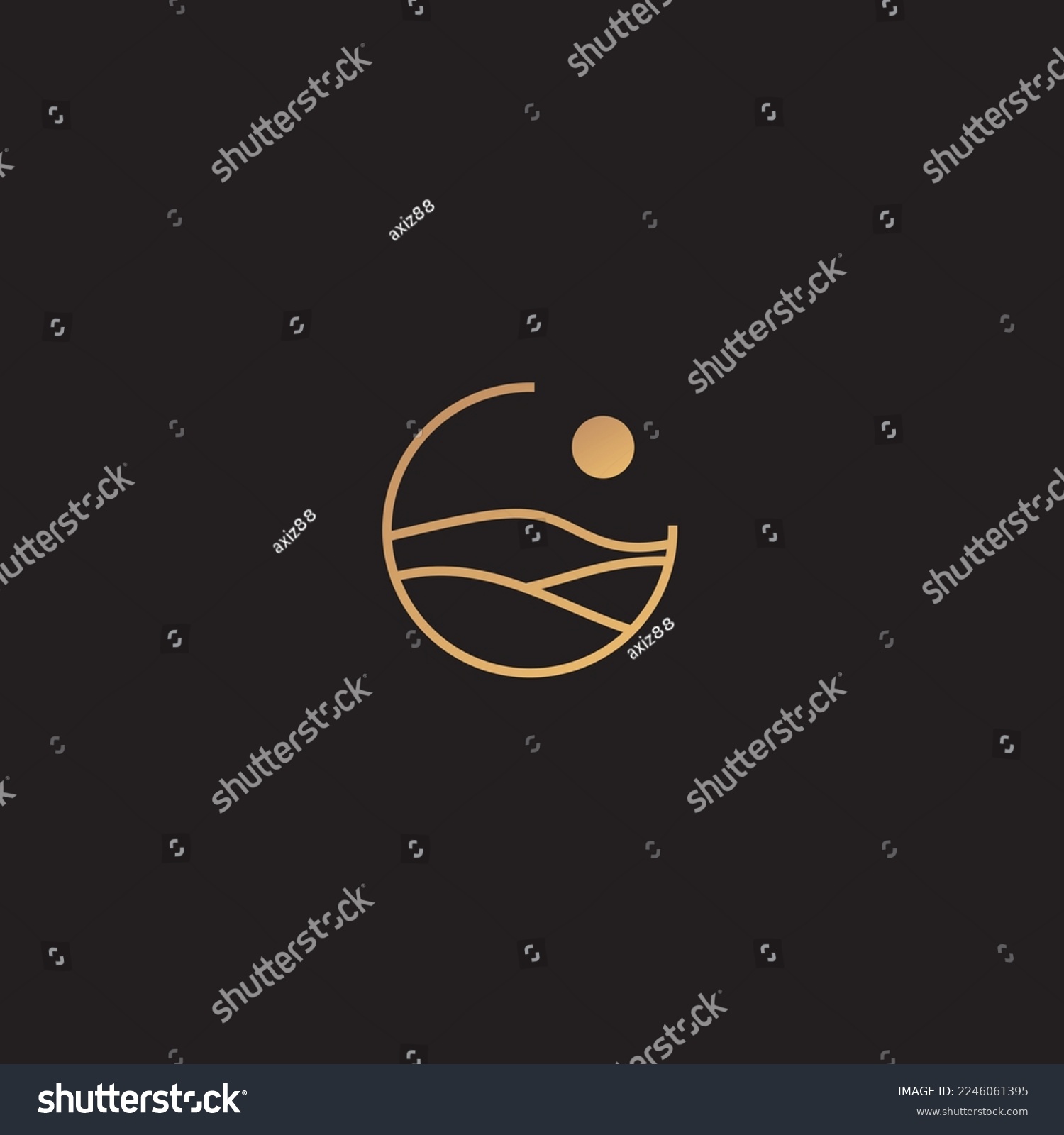 SVG of High sand , desert, logo design. Vector illustration of abstract wave with moon view.logo design vector line icon template svg