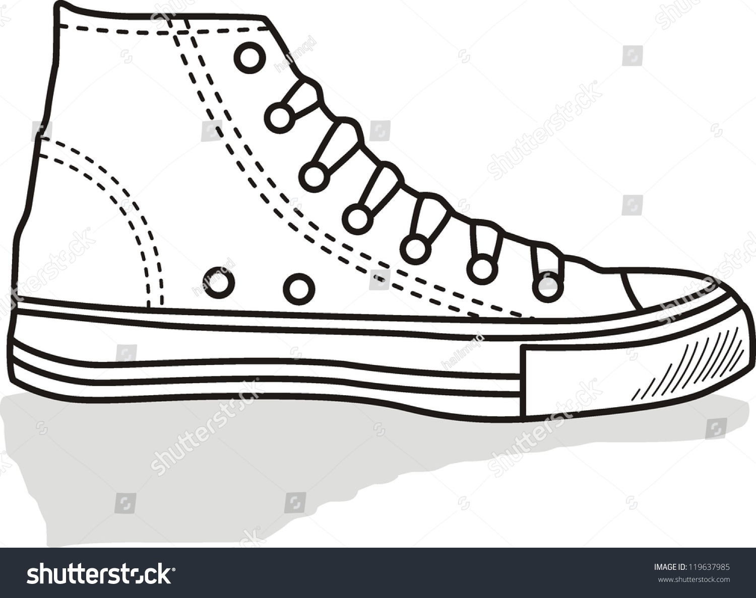 High Sneaker Drawn Sketch Style Stock Vector (Royalty Free) 119637985 ...