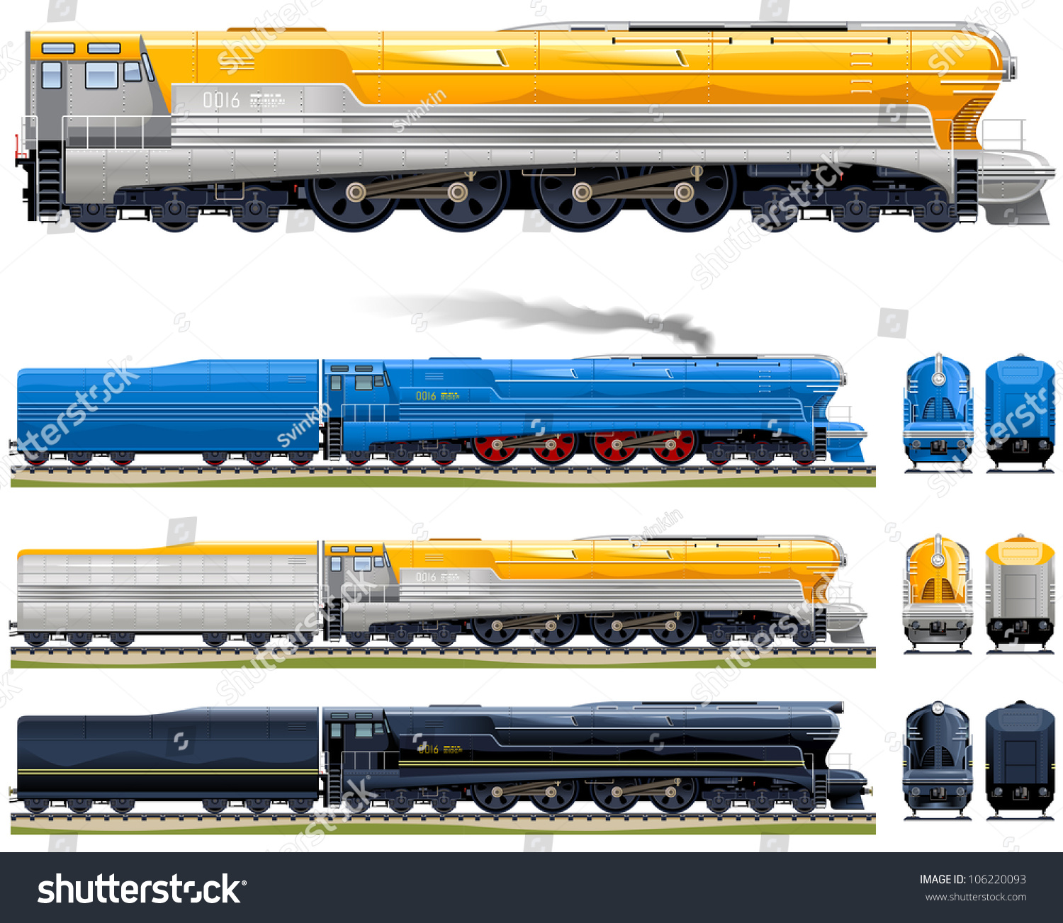 Highspeed Steam Locomotive Train 9 Pixel Stock Vector Royalty Free