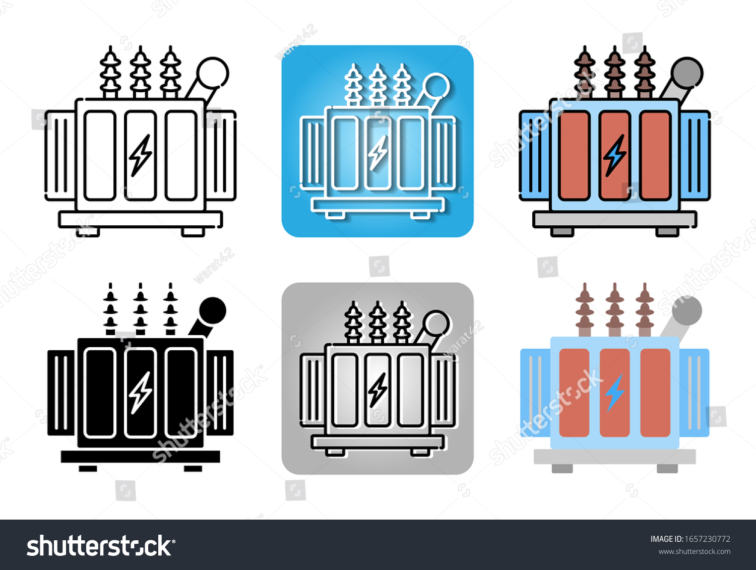 High Voltage Electrical Transformer Icon Set 库存矢量图（免版税）1657230772 ...