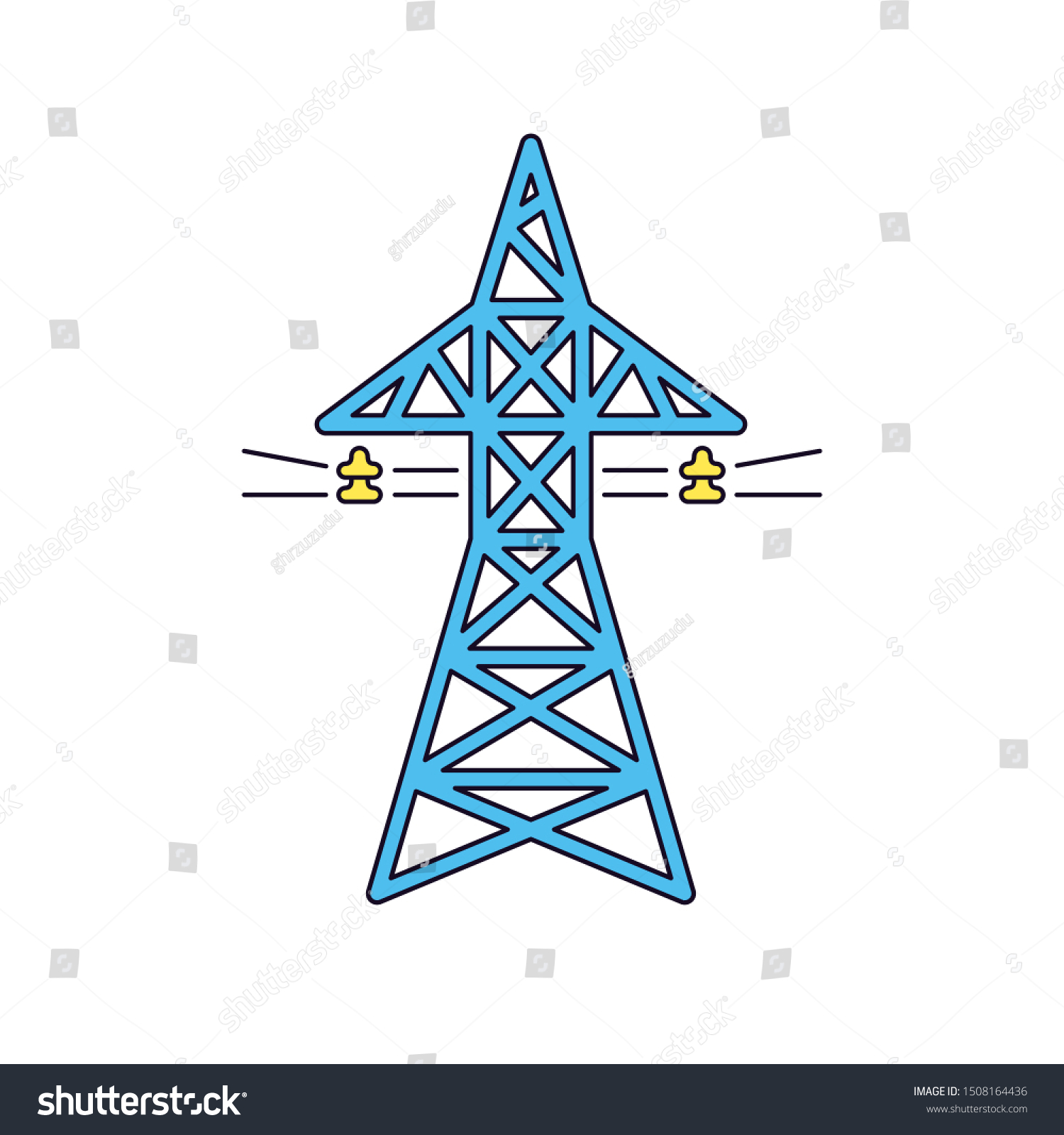 High Voltage Power Line Transmission Tower Stock Vector Royalty Free