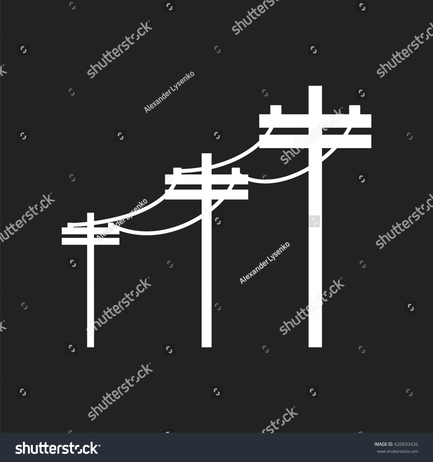 High Voltage Power Lines Electric Pole Stock Vector Royalty Free