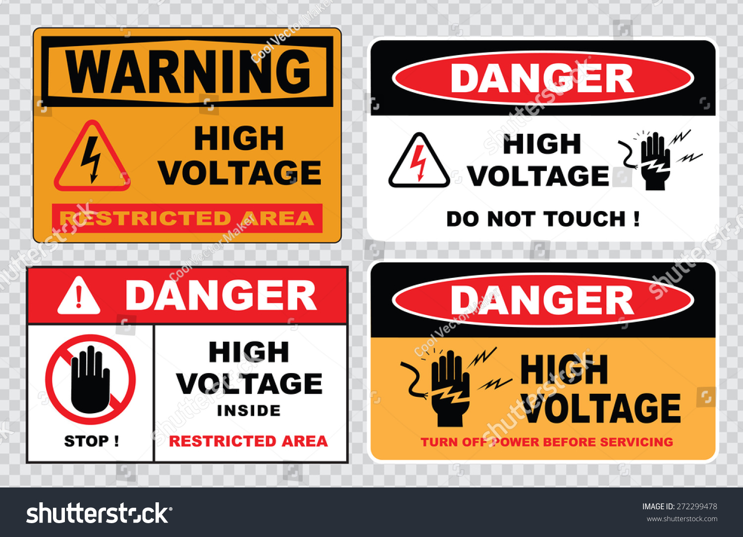 High Voltage Sign Electrical Safety Sign Stock Vector 272299478 ...