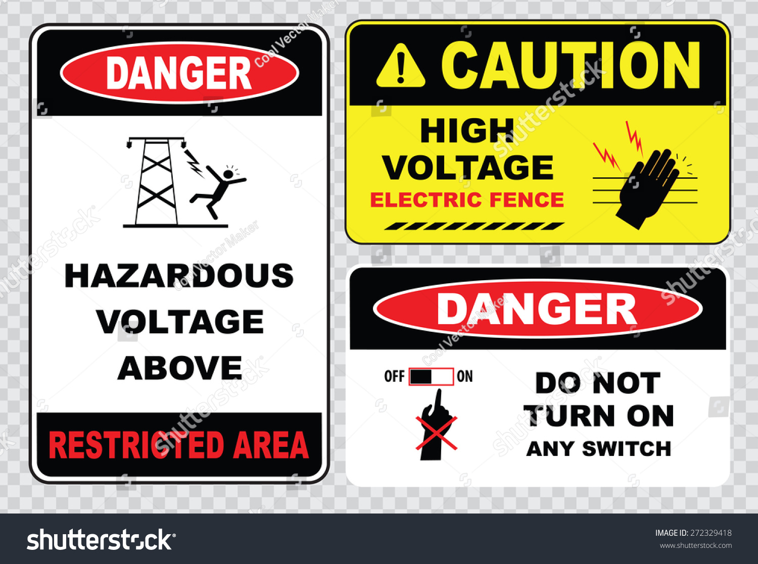 High Voltage Sign Electrical Safety Sign Stock Vector 272329418 ...