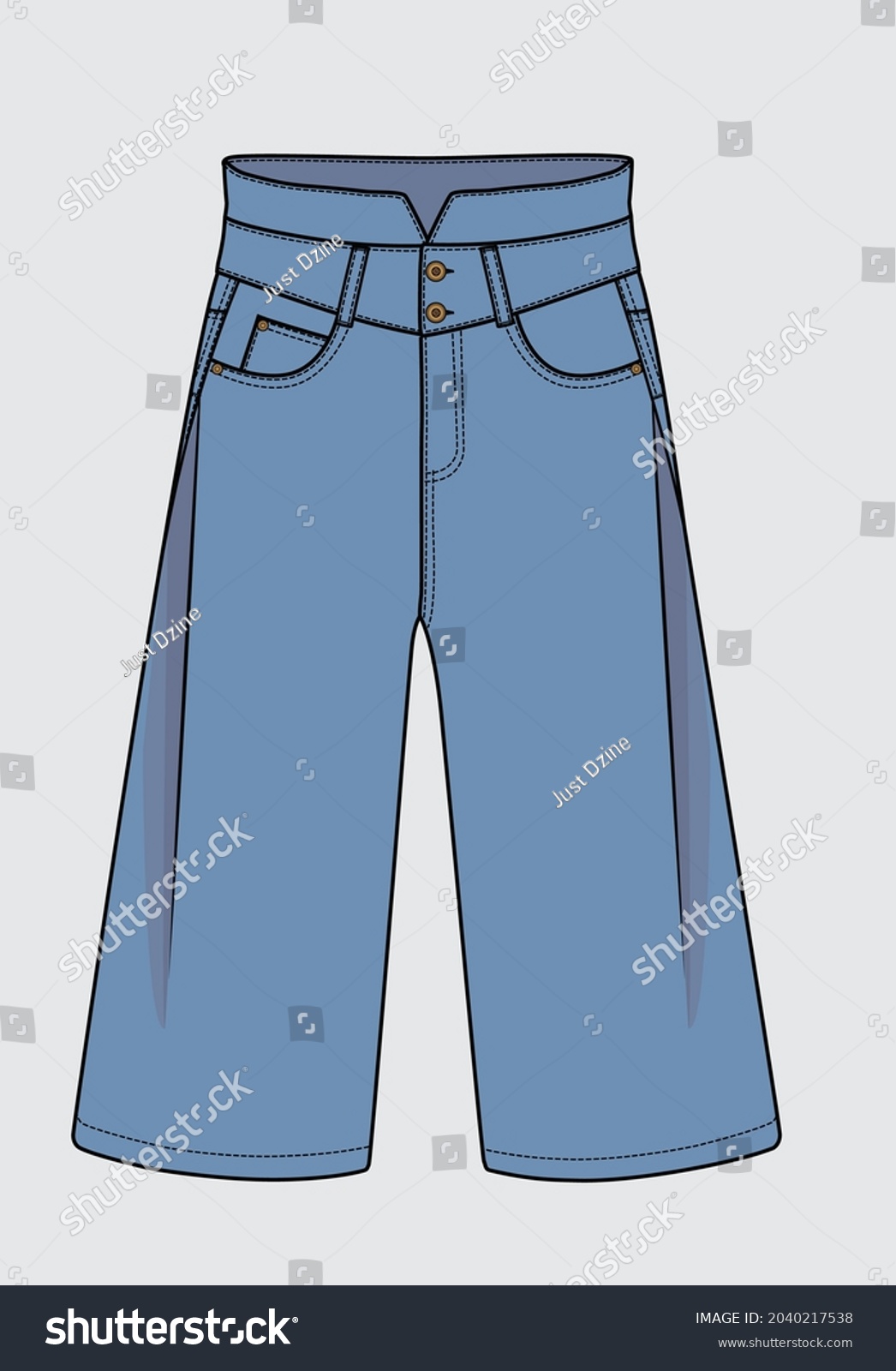 High Waist Wide Leg Botom Women Stock Vector (Royalty Free) 2040217538 ...