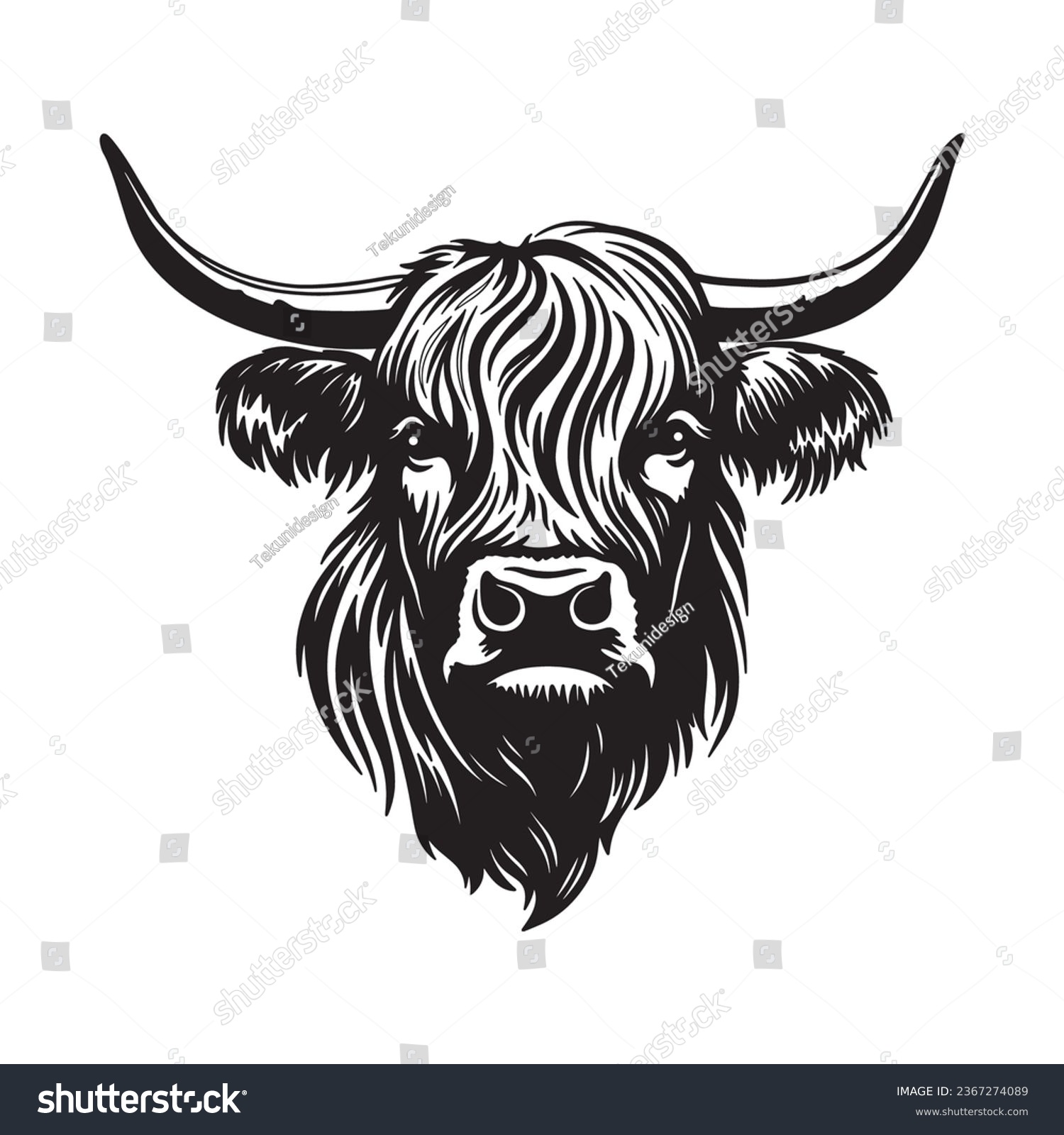 SVG of Highland cow detailed silhouette hand drawn vector svg