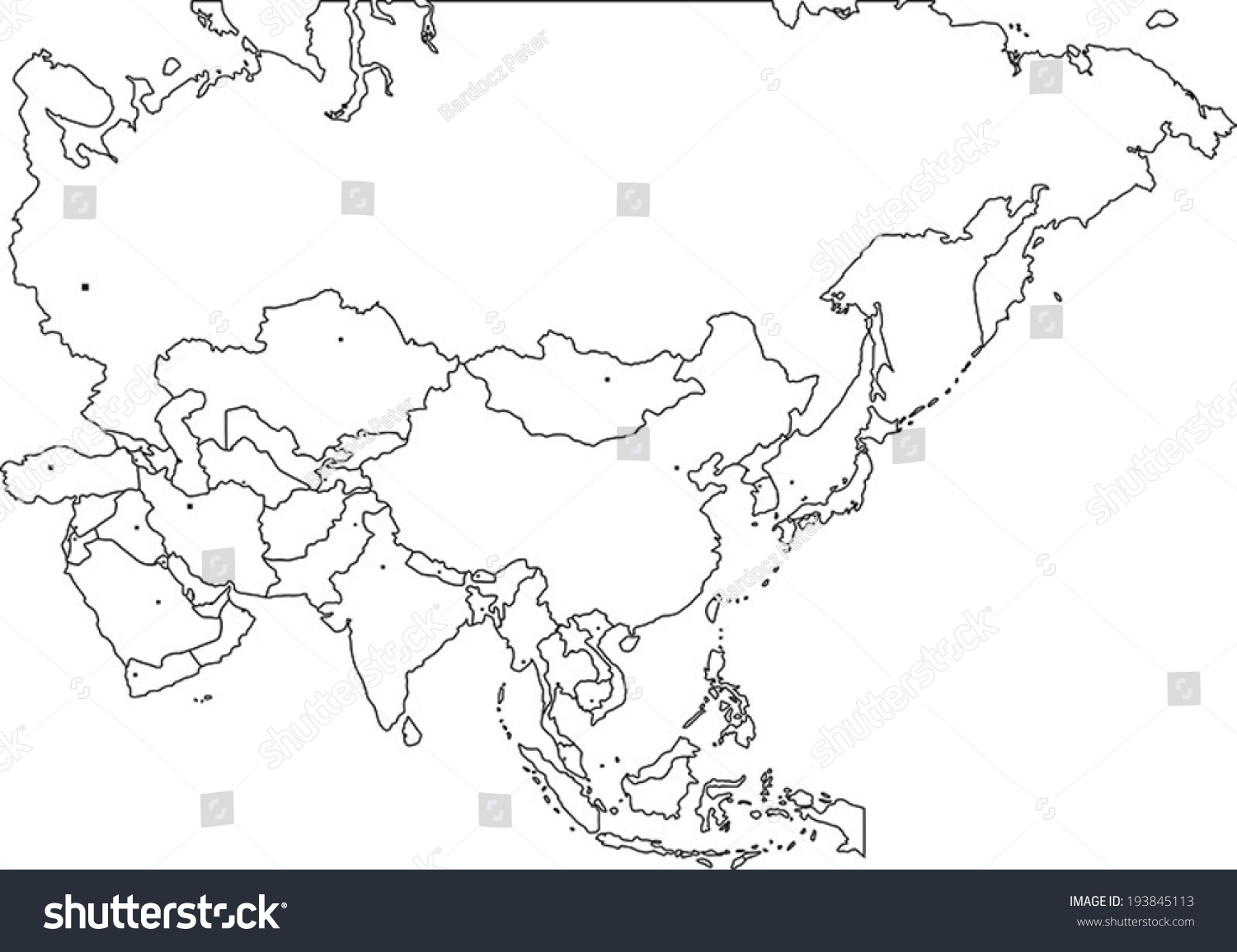 Blind Map Of Asia Highly Detailed Asia Blind Map Stock Vector (Royalty Free) 193807148 |  Shutterstock