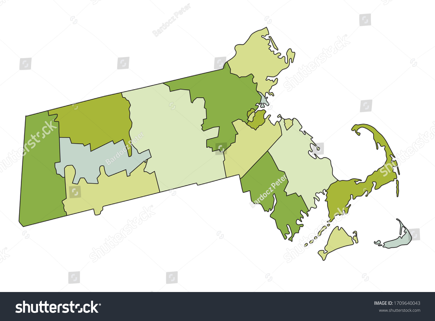 Vektor Stok Highly Detailed Editable Political Map Separated Tanpa   Stock Vector Highly Detailed Editable Political Map With Separated Layers Massachusetts 1709640043 