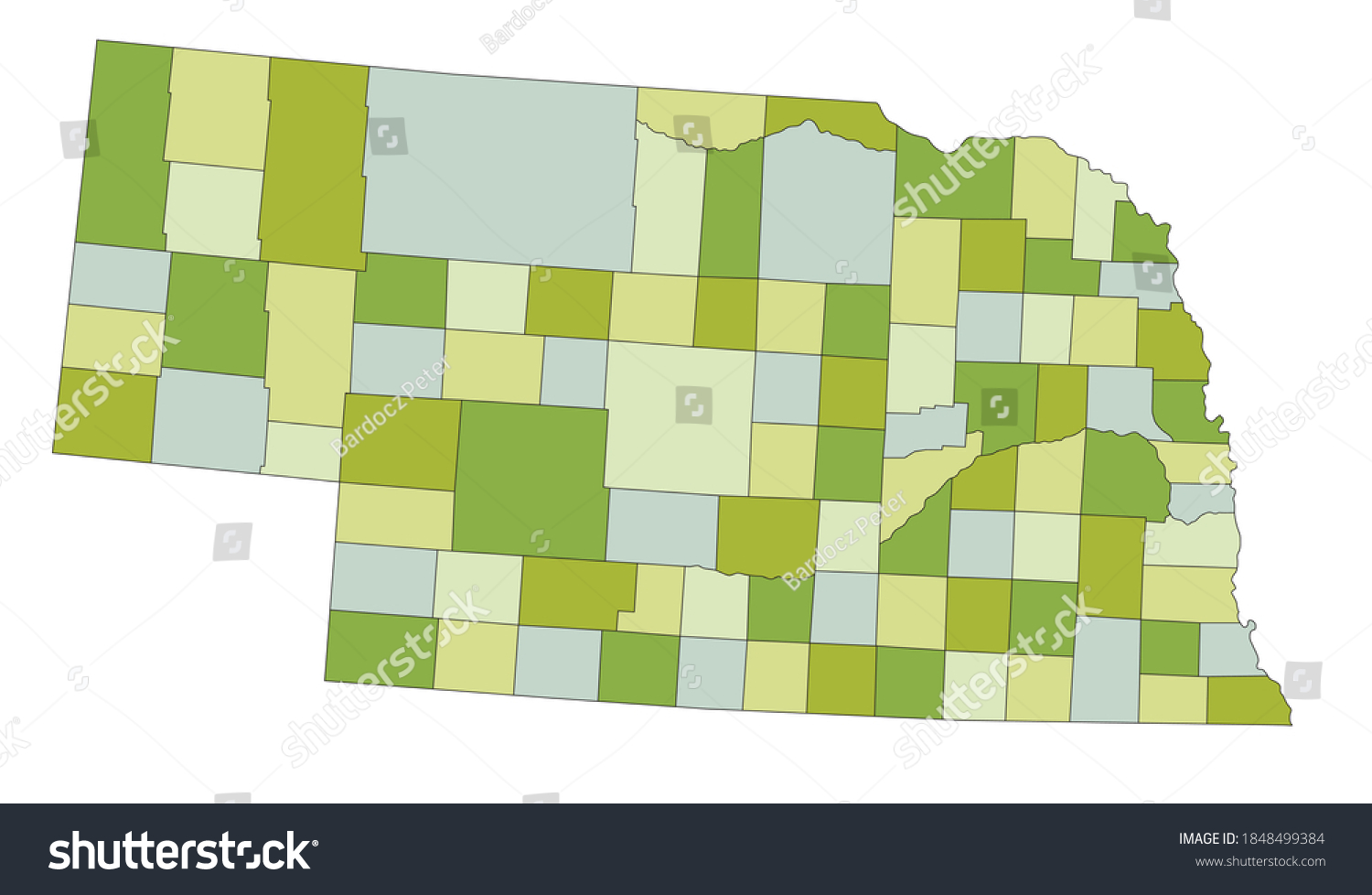 Highly Detailed Editable Political Map Separated   Stock Vector Highly Detailed Editable Political Map With Separated Layers Nebraska 1848499384 