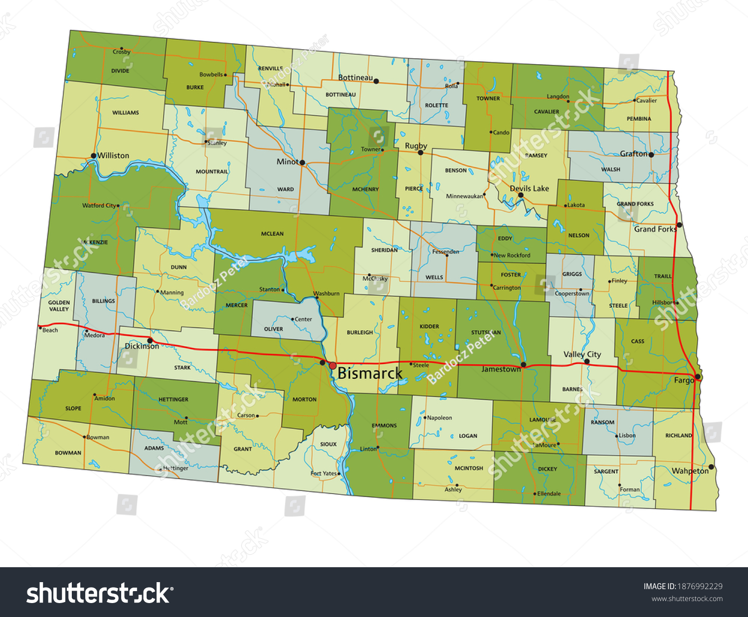 Highly Detailed Editable Political Map Separated Stock Vector (Royalty ...