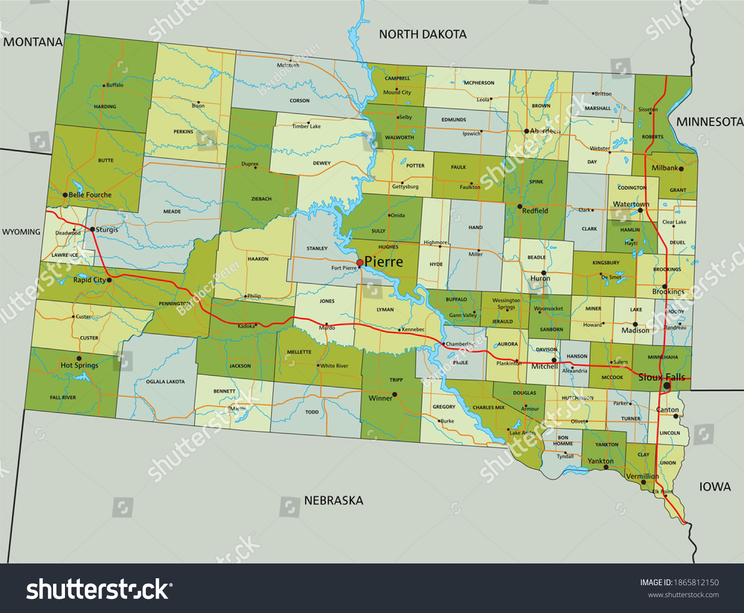 Highly Detailed Editable Political Map Separated Stock Vector Royalty Free 1865812150 2251