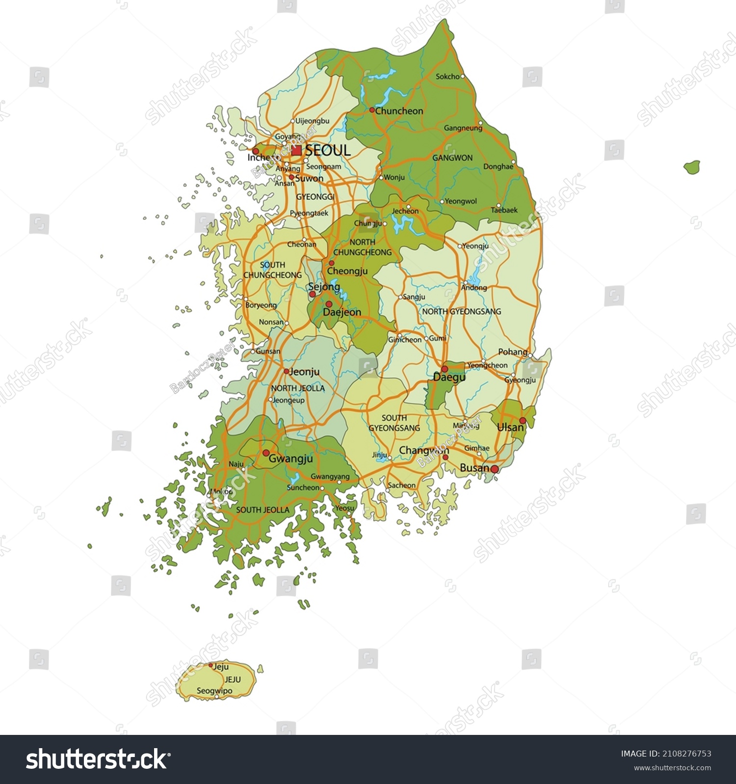 Highly Detailed Editable Political Map Separated Stock Vector (Royalty ...