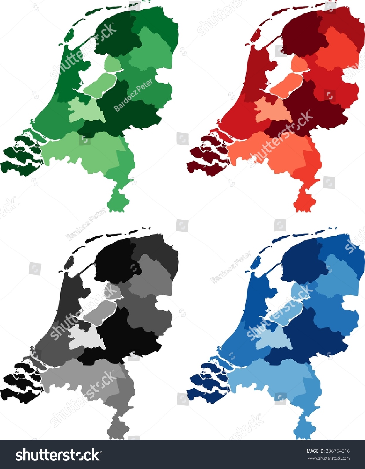 Highly Detailed Netherlands Political Map Four Stock Vector Royalty Stock Vector Highly Detailed Netherlands Political Map In Four Different Color Isolated Editable 236754316