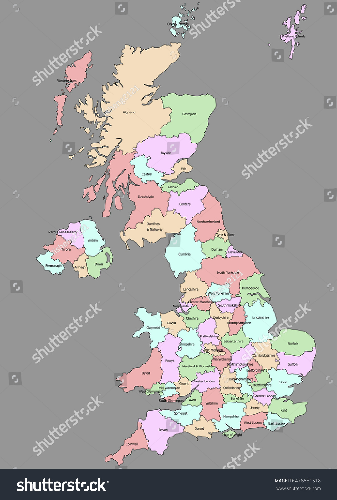 SVG of Highly detailed political United Kingdom map svg