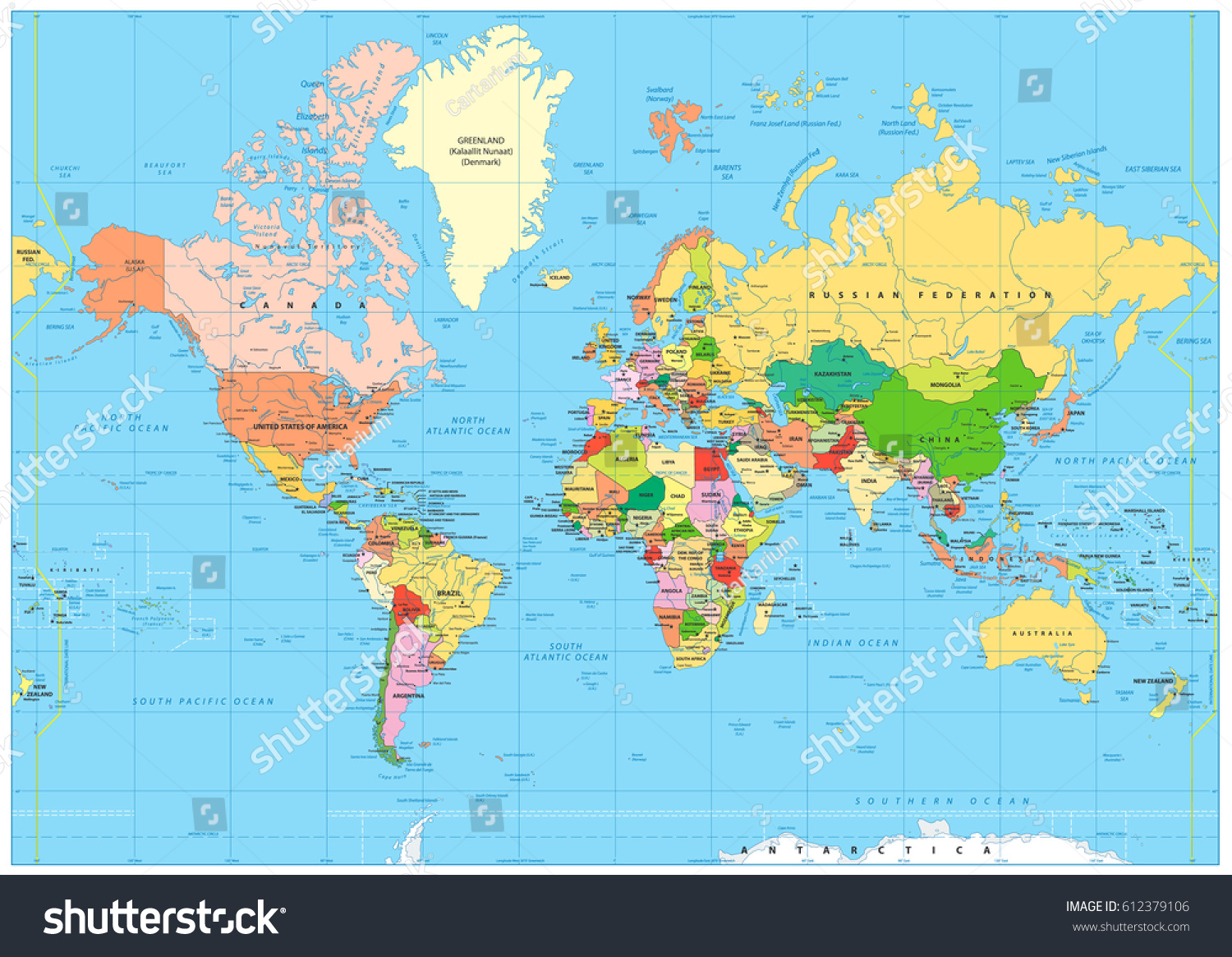 Highly Detailed Political World Map Labeling Stock Vector Royalty Free