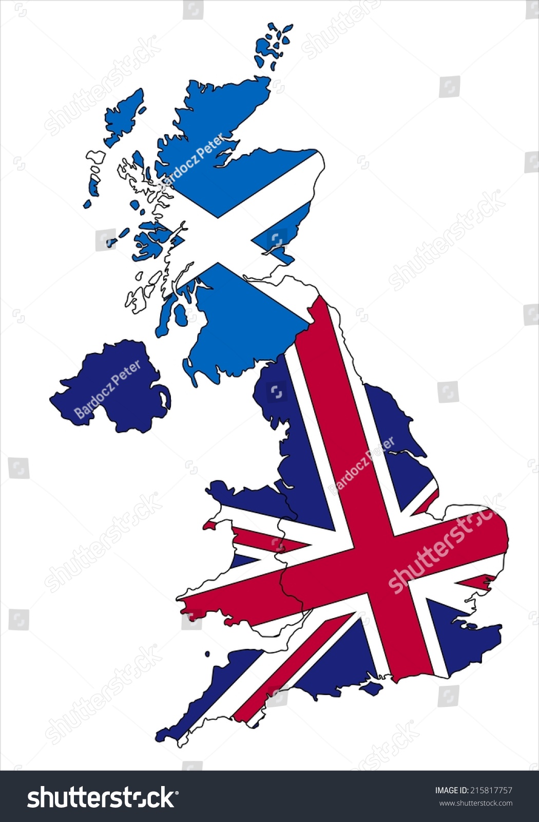 Highly Detailed Scotland United Kingdom Map Stock Vector 215817757 ...