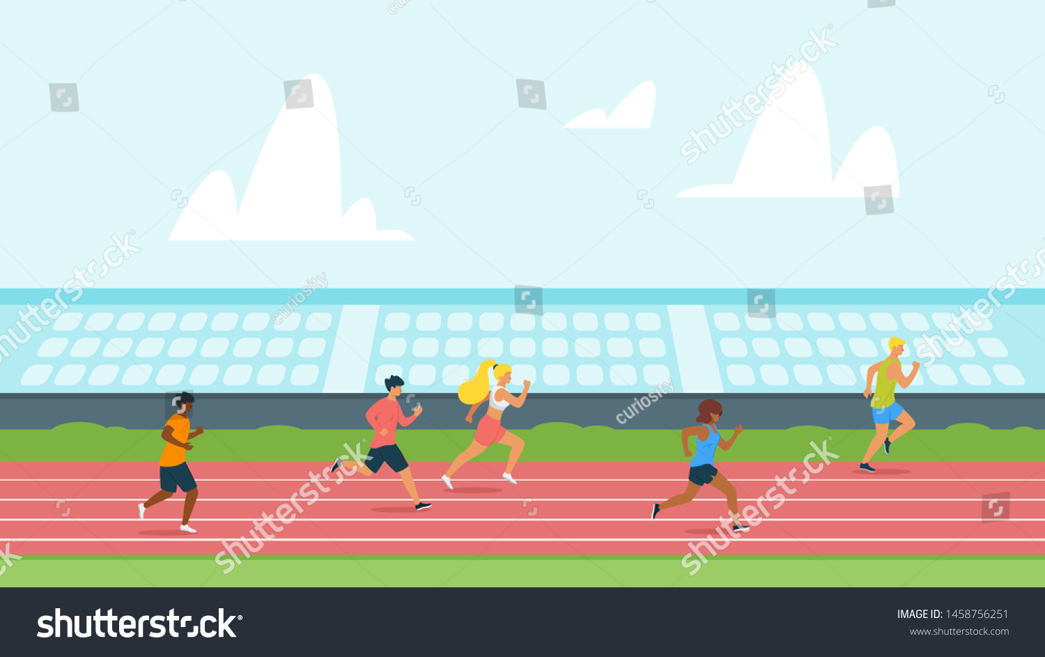 Highschool Students Running Track Flat Vector Stock Vector Within Track And Field Certificate Templates Free