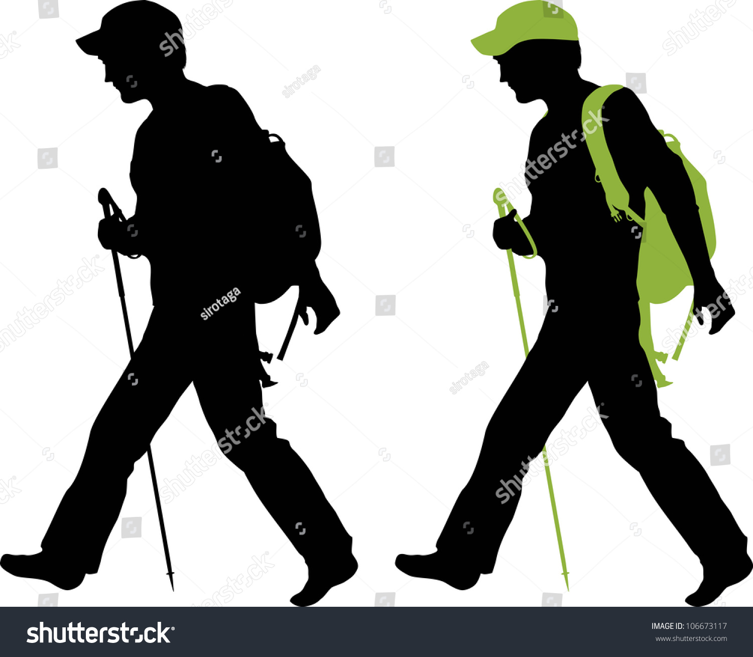 La Marche En Silhouette Du Randonneur Image Vectorielle De Stock Libre De Droits