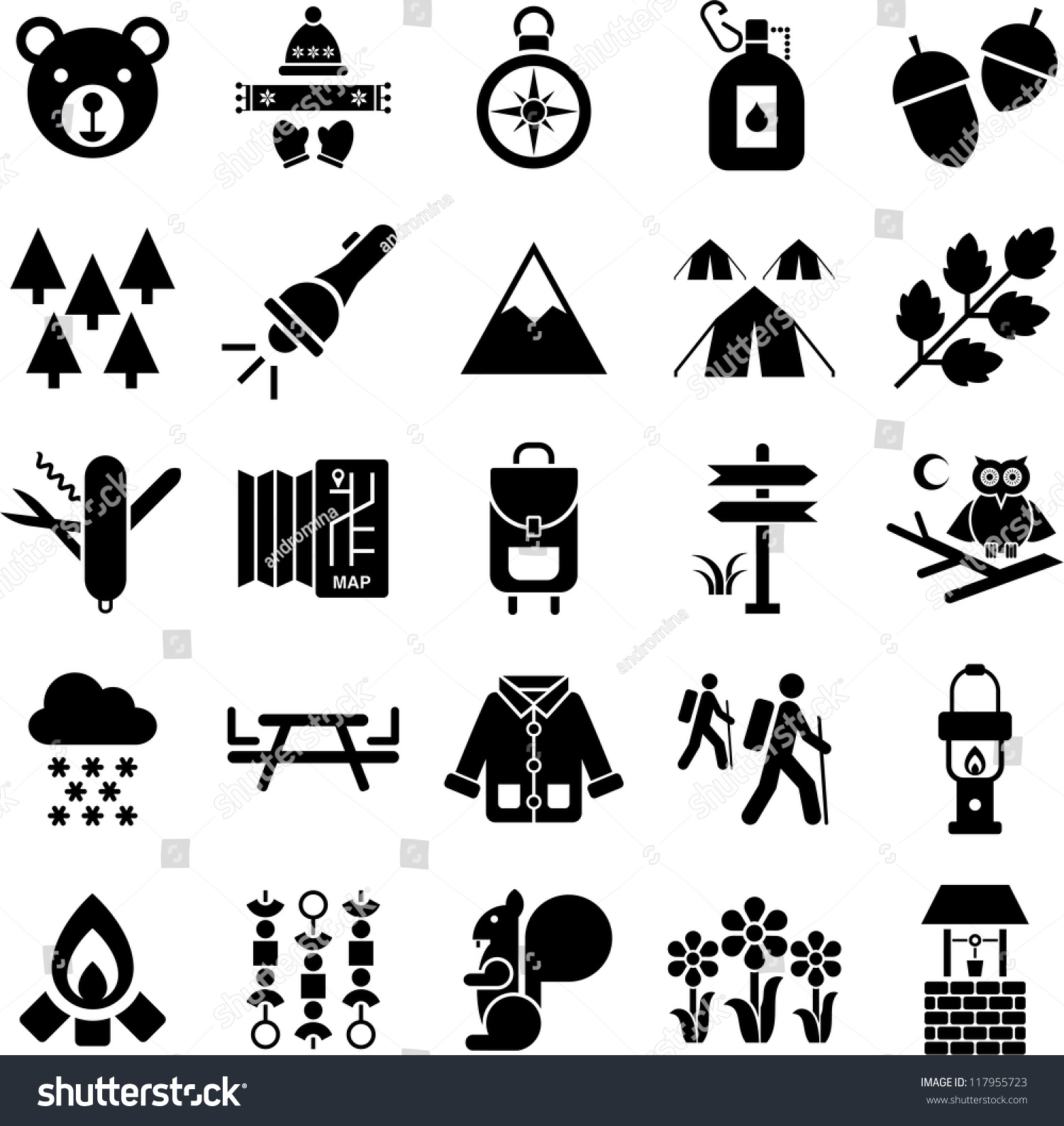 Hiker&Mountain Icons Stock Vector Illustration 117955723 : Shutterstock