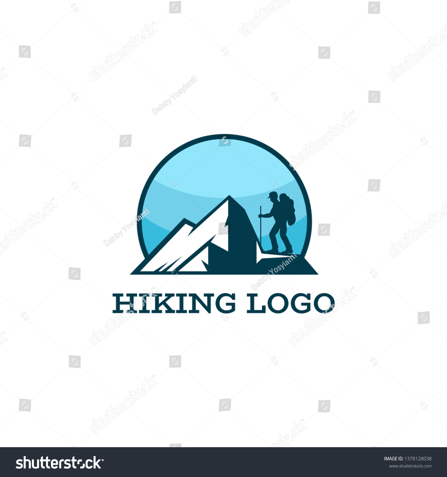 Hiking Logo Design Template Stock Vector (Royalty Free) 1378128038