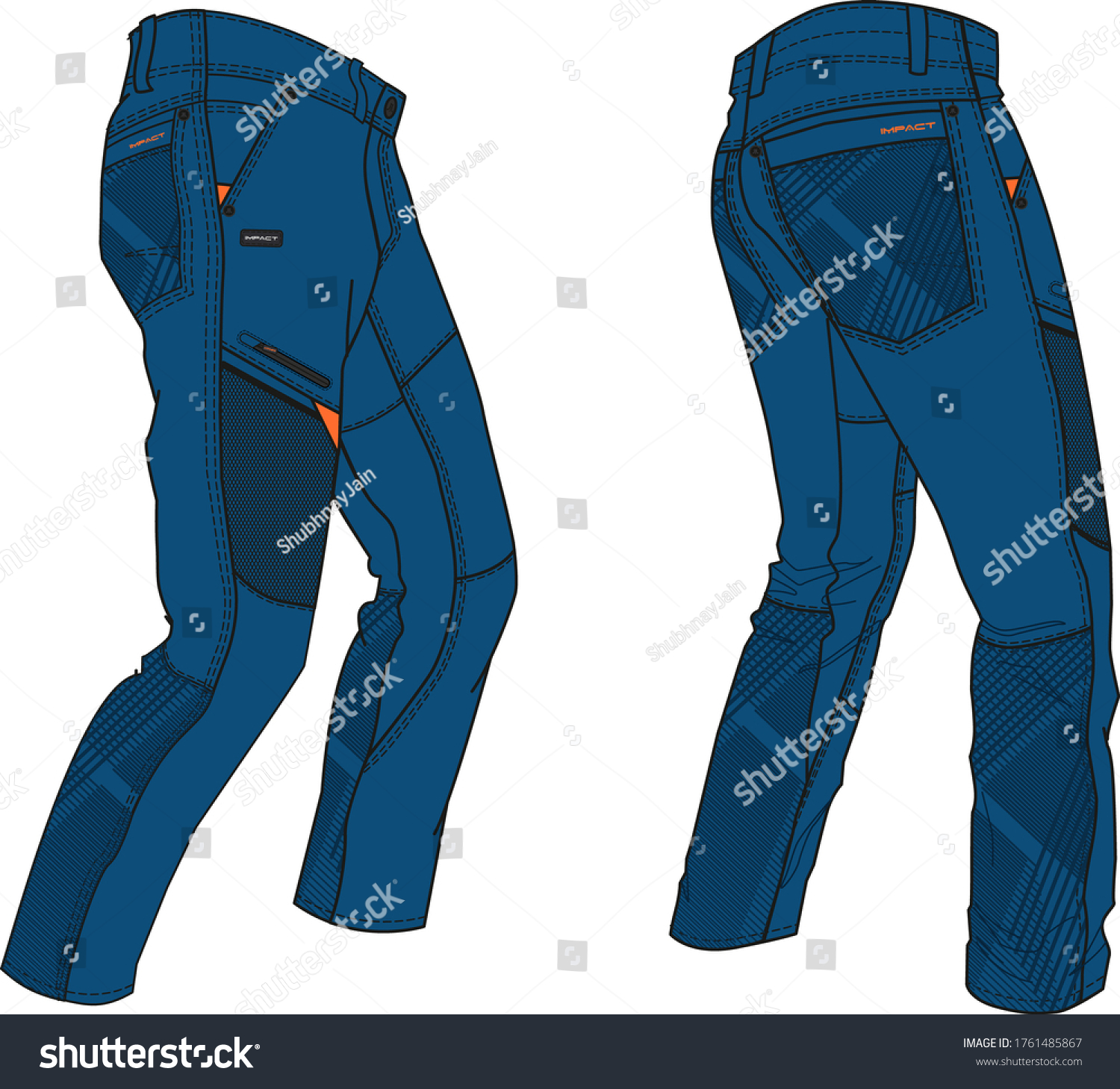 Hiking Pants Garment Flats Fashion Illustration Stock Vector (Royalty ...
