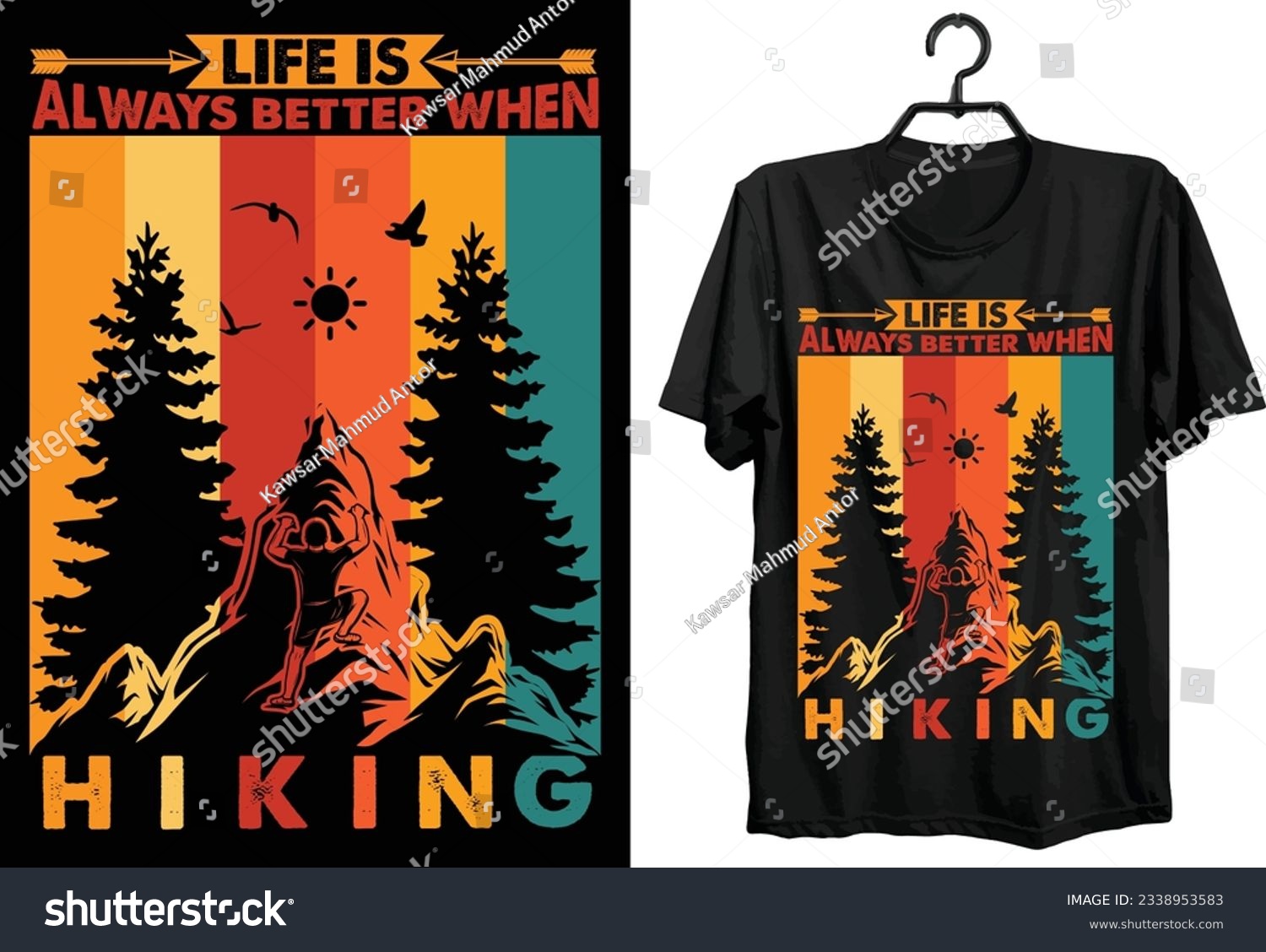SVG of Hiking Svg T-shirt Design. Funny Gift Hiking T-shirt Design For Hiker. Typography, Custom, Vector t-shirt design. World All Hiker T-shirt Design. svg