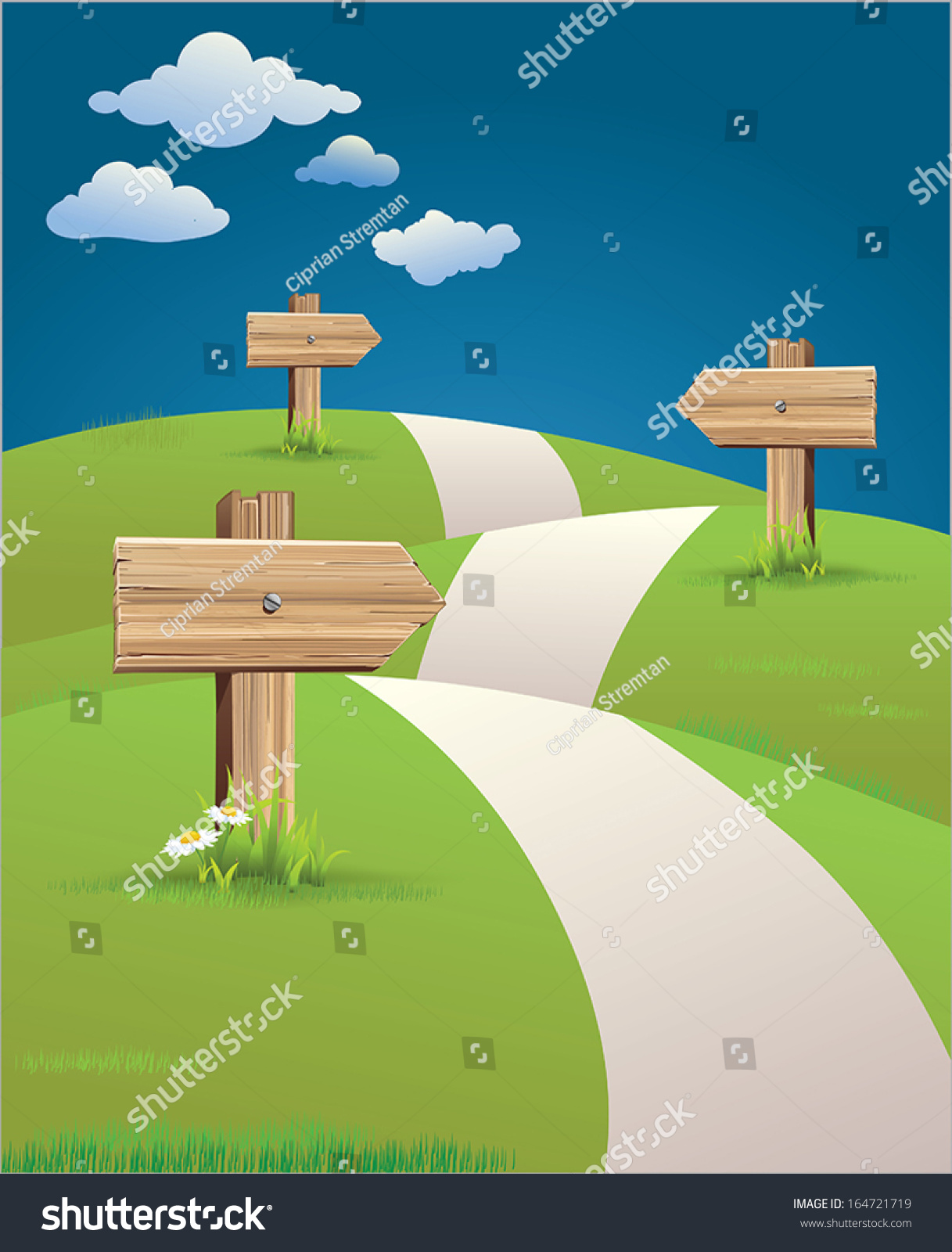 Download Hill Path Road Signs Stock Vector 164721719 - Shutterstock