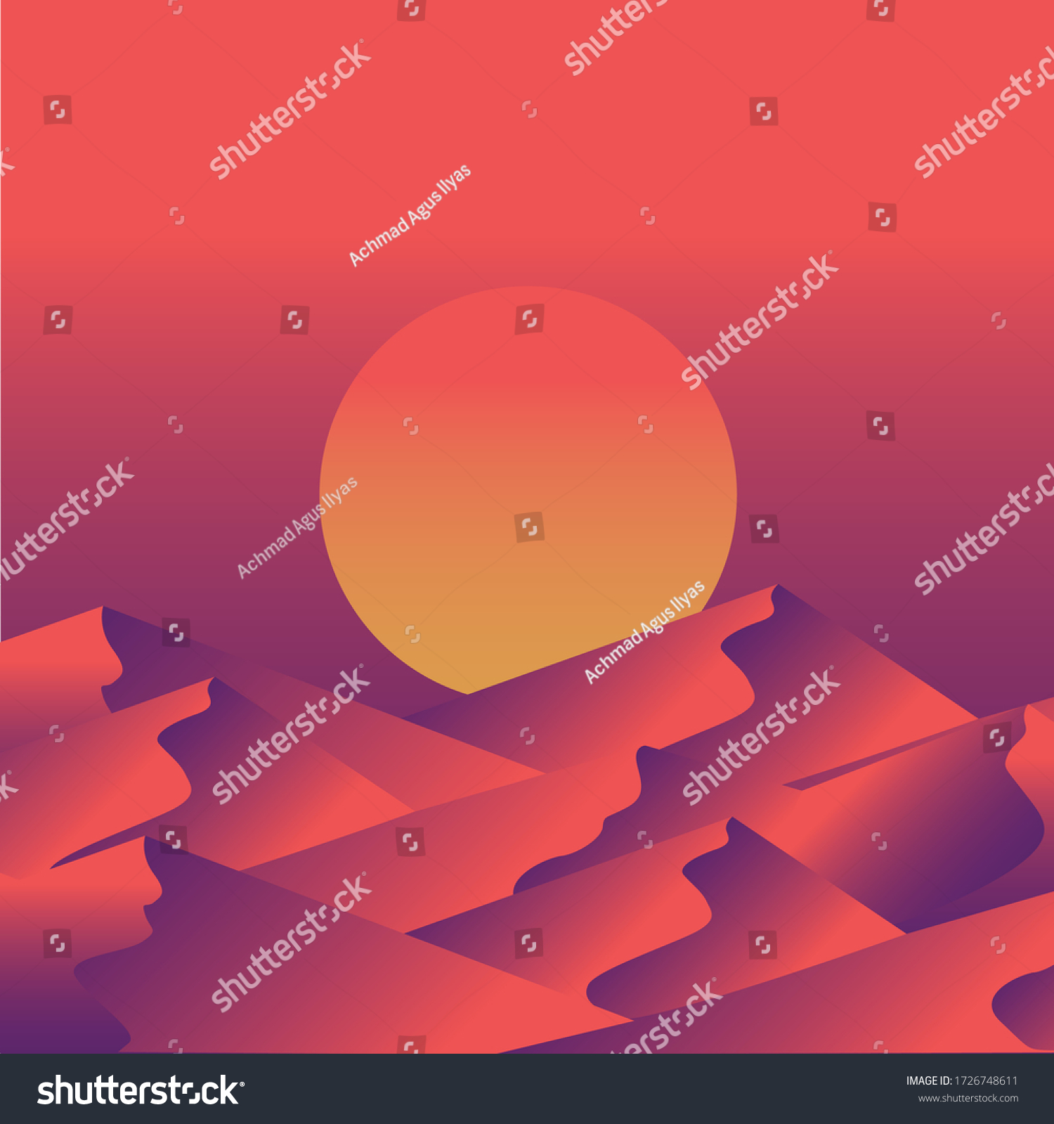 Hill Under Sunset Illustration Vector Stock Vector (Royalty Free ...