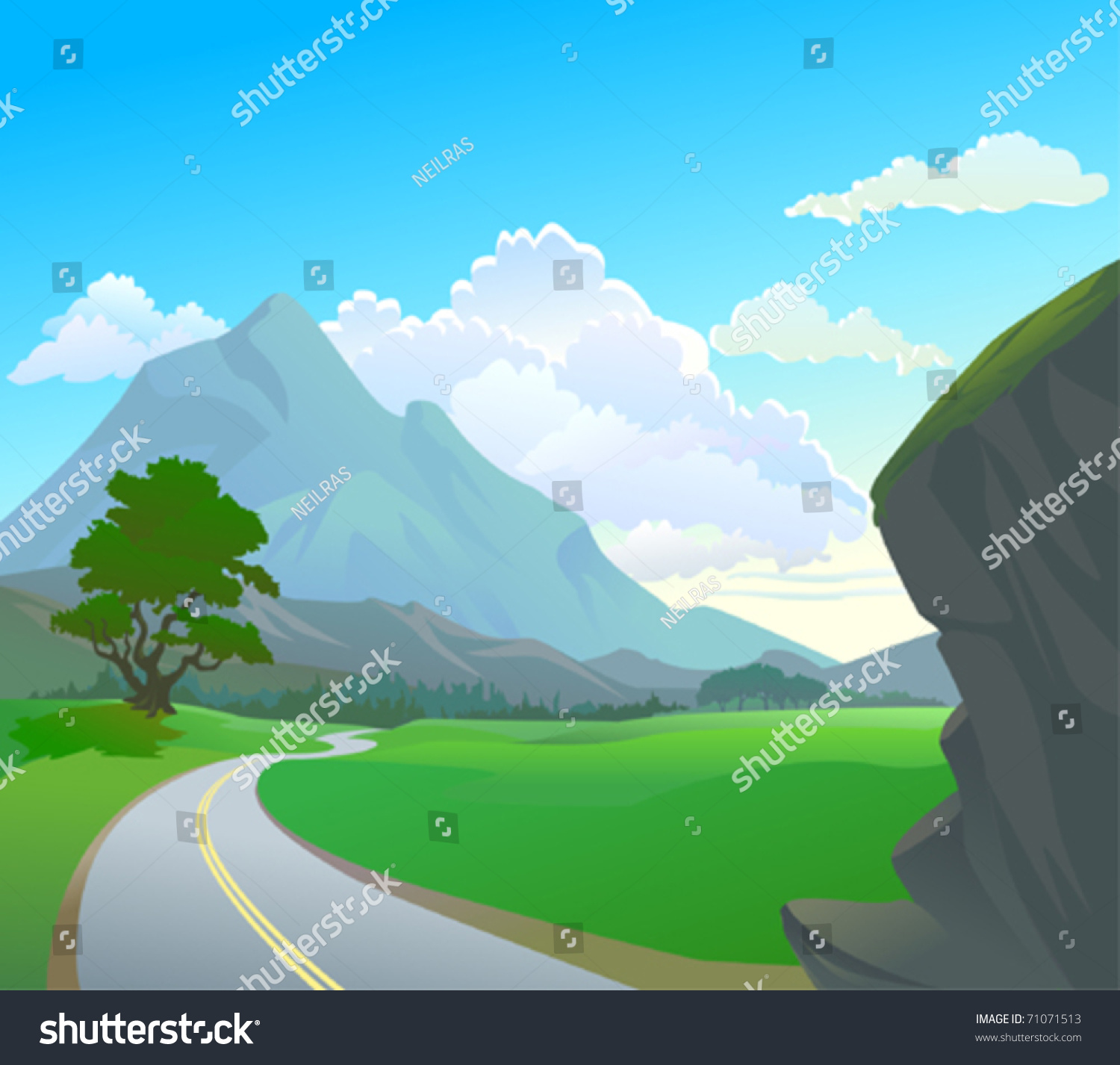 Himalayan Terrain And Winding Road Stock Vector Illustration 71071513 ...