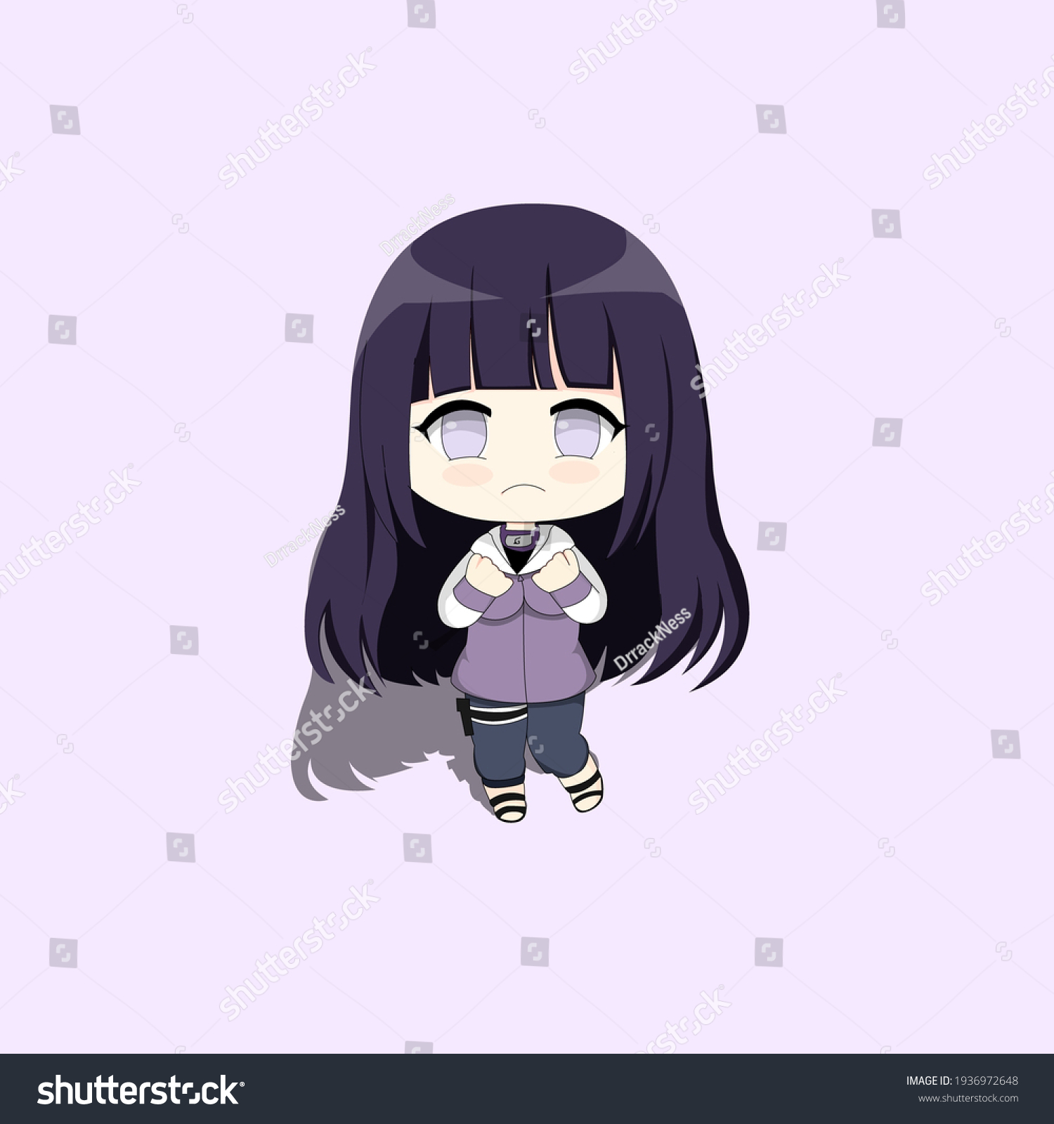 chibi version cute hinata sticker anime stock vector royalty free 1933725086 shutterstock